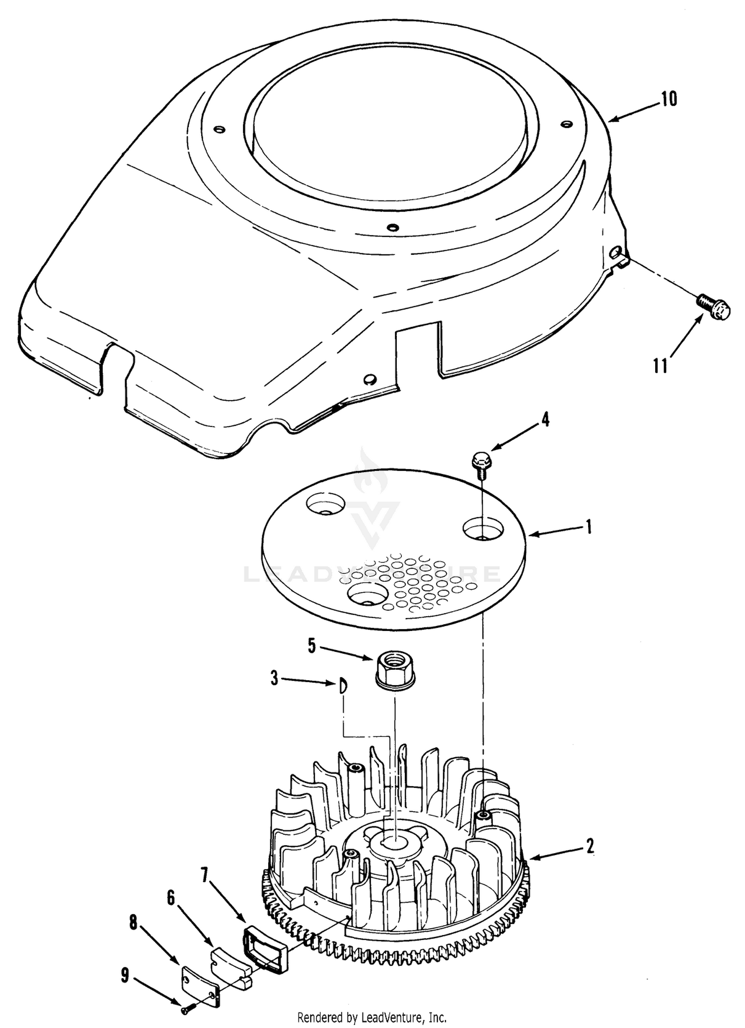 14hp Engine Flywheel  Cover Assembly