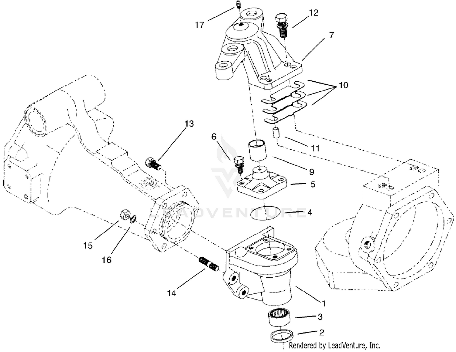 4 Wheel Drive Rear Axle Assembly No. 95-7501 (Continued)  Bevel Gear Case Assembly