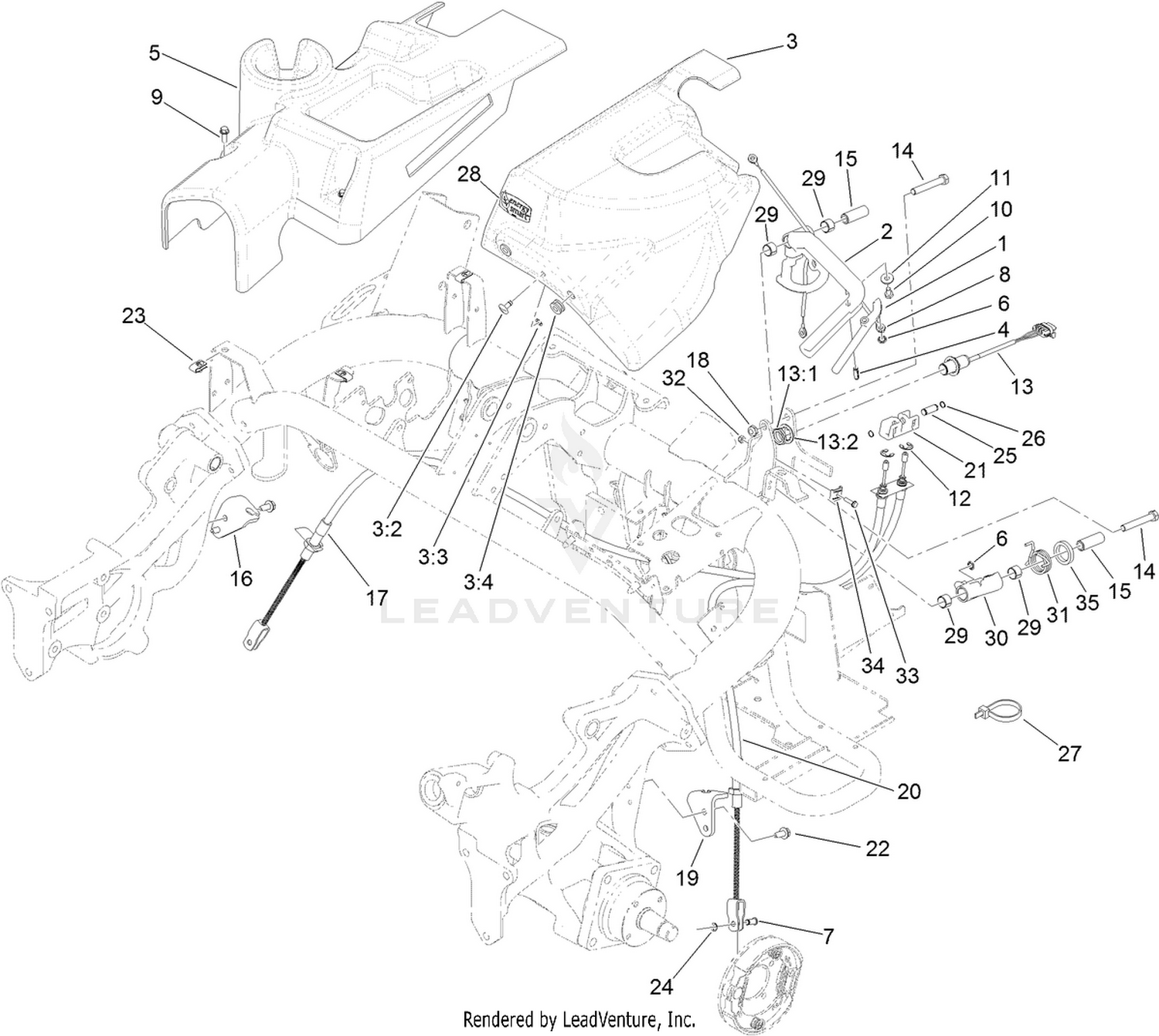 Brake Cable and Lever Assembly