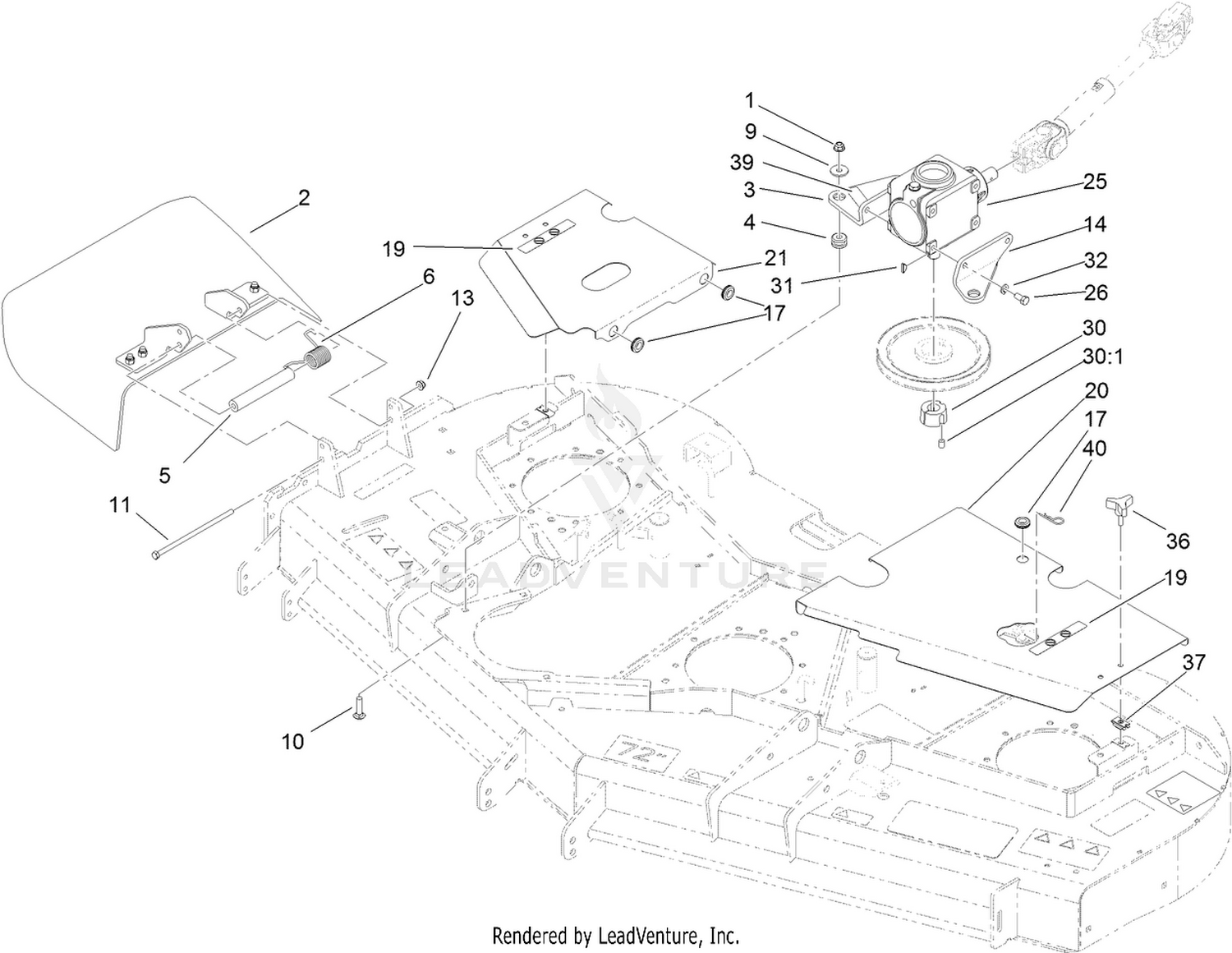 Belt Cover, Gearbox and Baffle Assembly