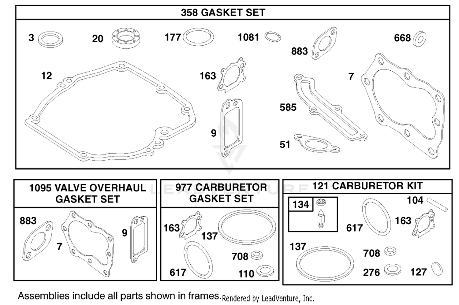 Gasket Assembly, Engine Briggs  Stratton Model 12h802-1767-E1