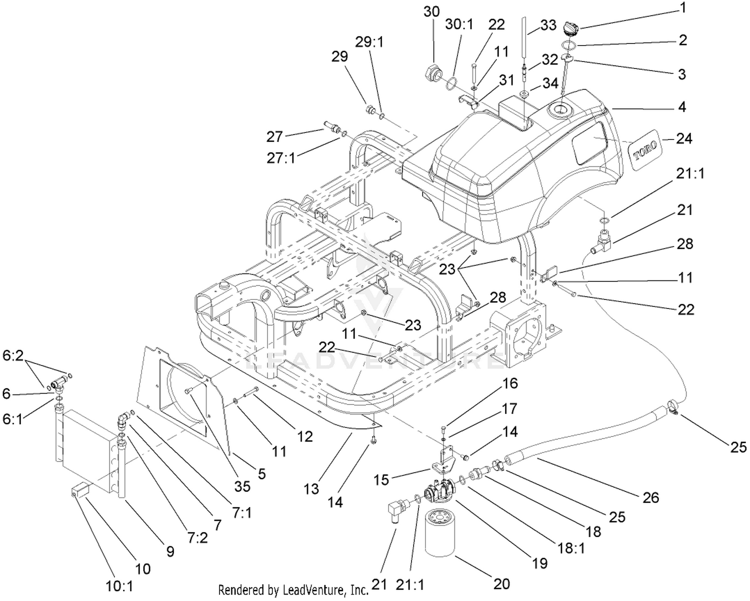 Hydraulic Tank, Filter and Cooler Assembly