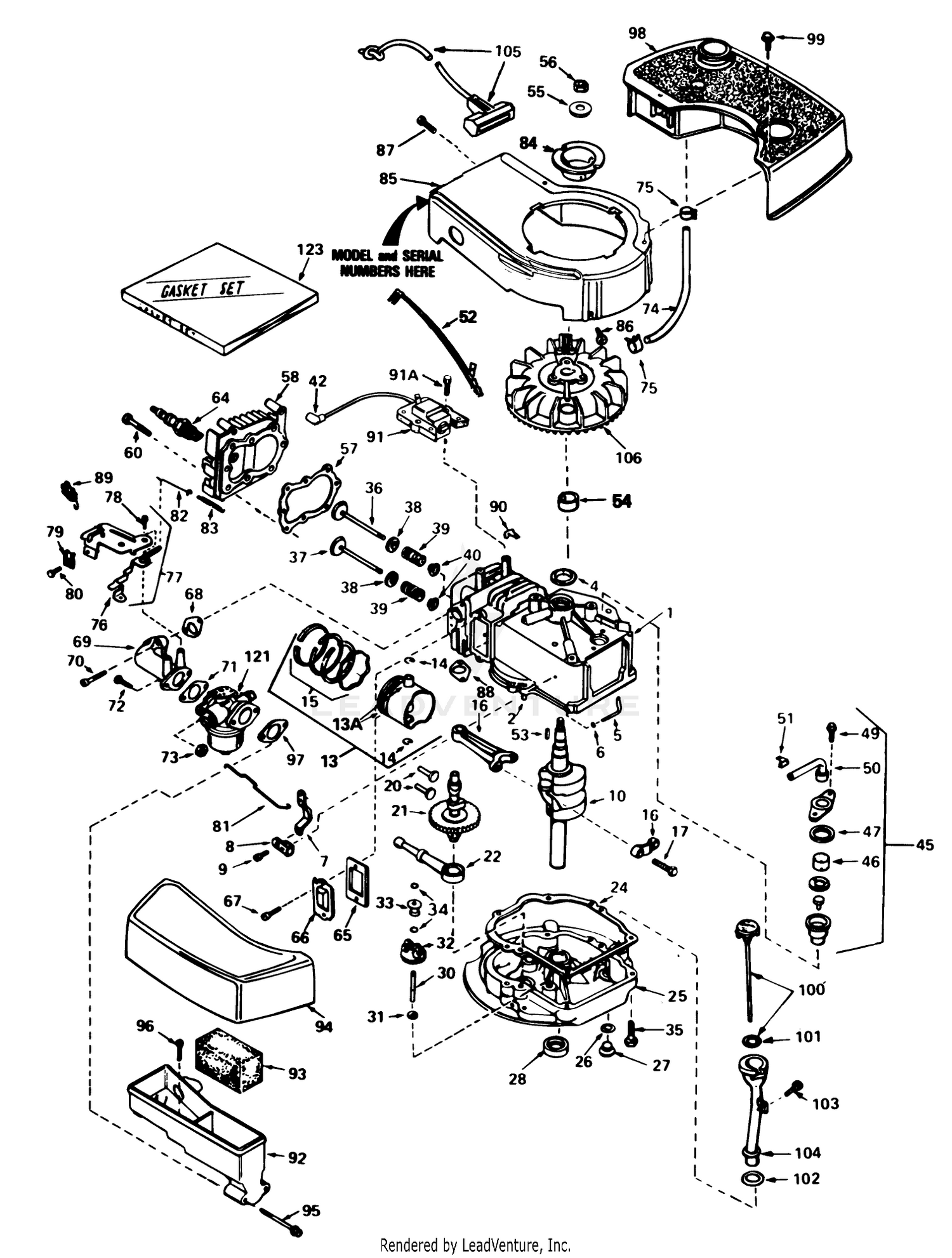 Engine Tecumseh Model No. Tnt100-10087e