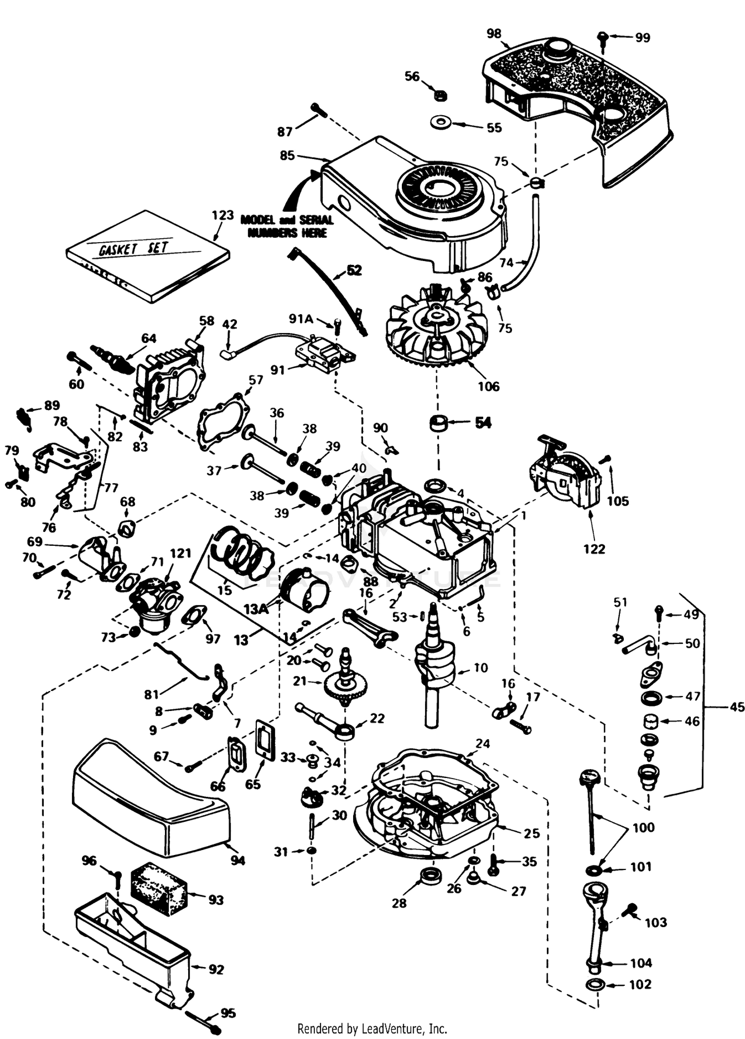 Engine Tecumseh Model No. Tnt 100-10077e