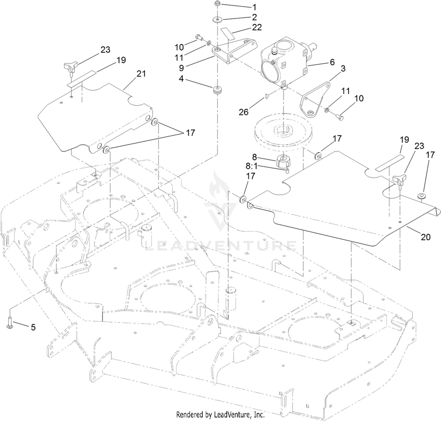 Deck Cover and Gearbox Assembly