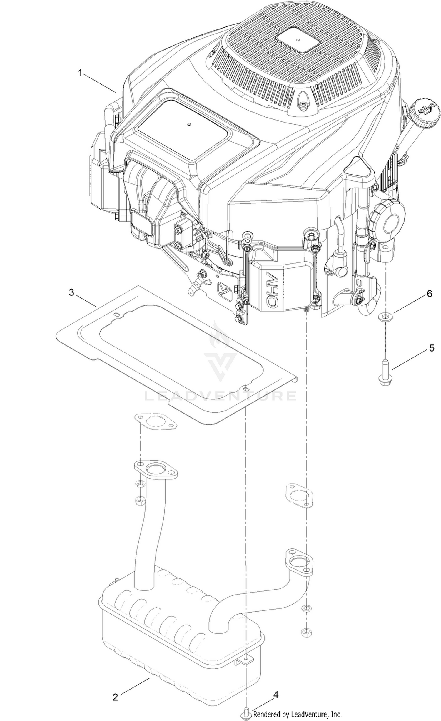Engine and Muffler Assembly