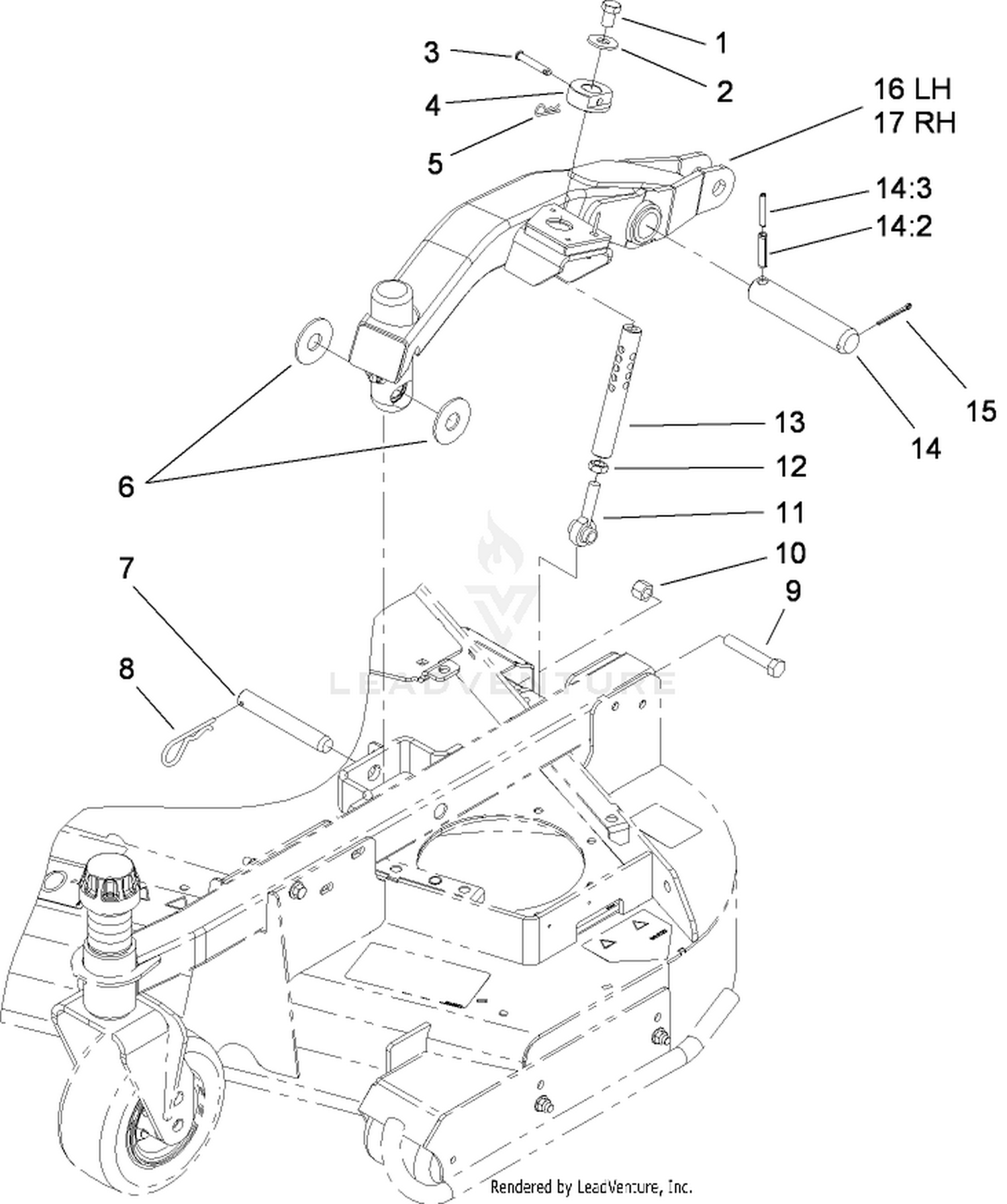 Lift Arm and Rear Height-of-Cut Assembly