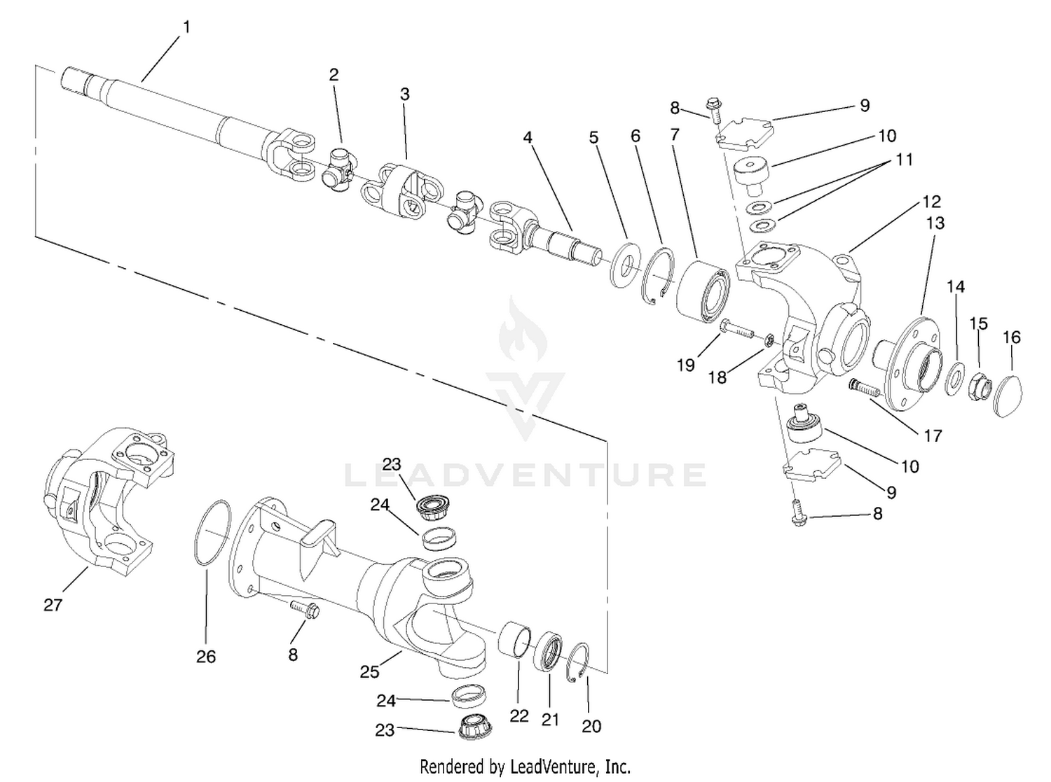 4wd Axle-Universal Joint and Kingpin Assembly