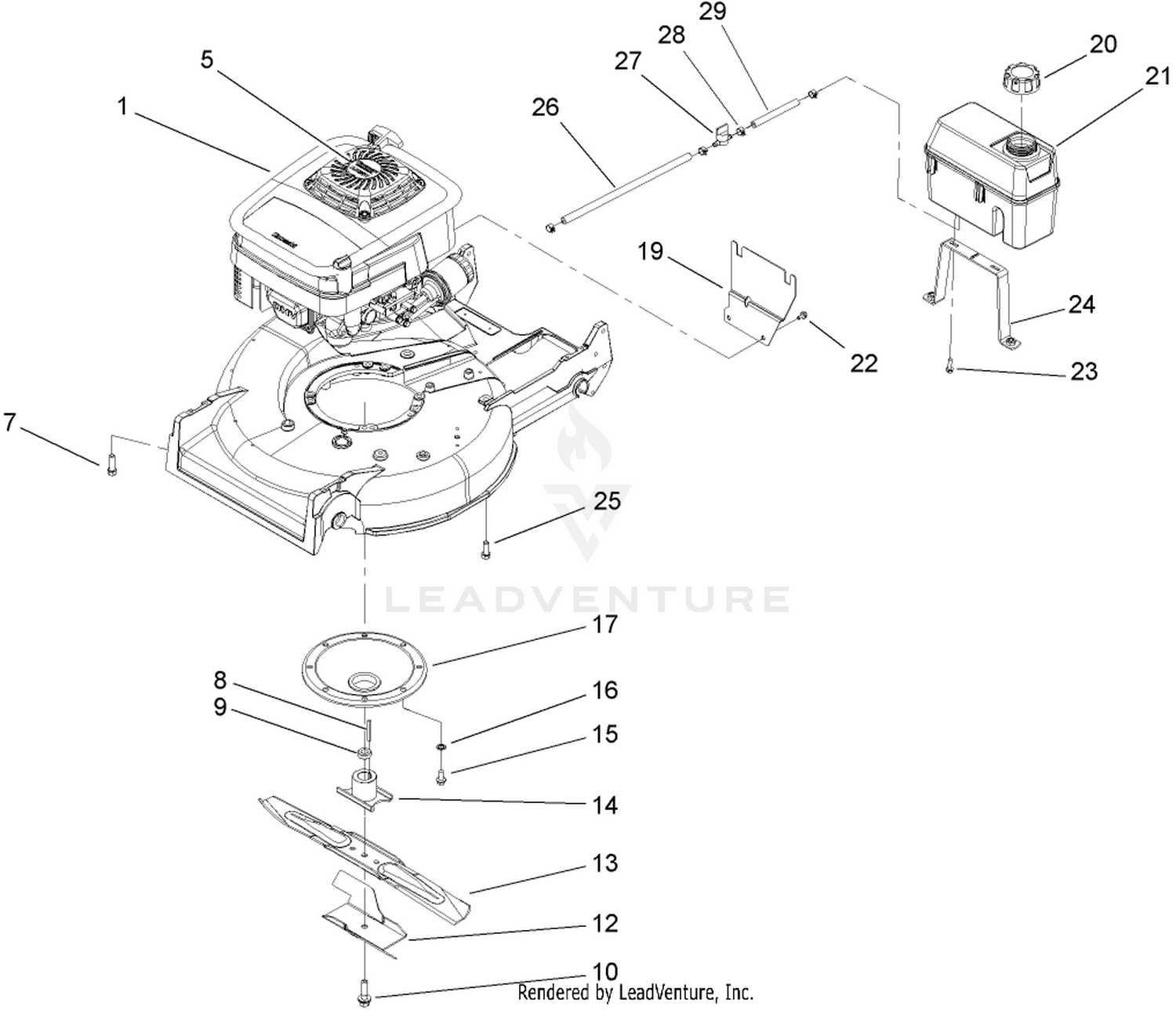 Engine, Fuel Tank and Blade Assembly