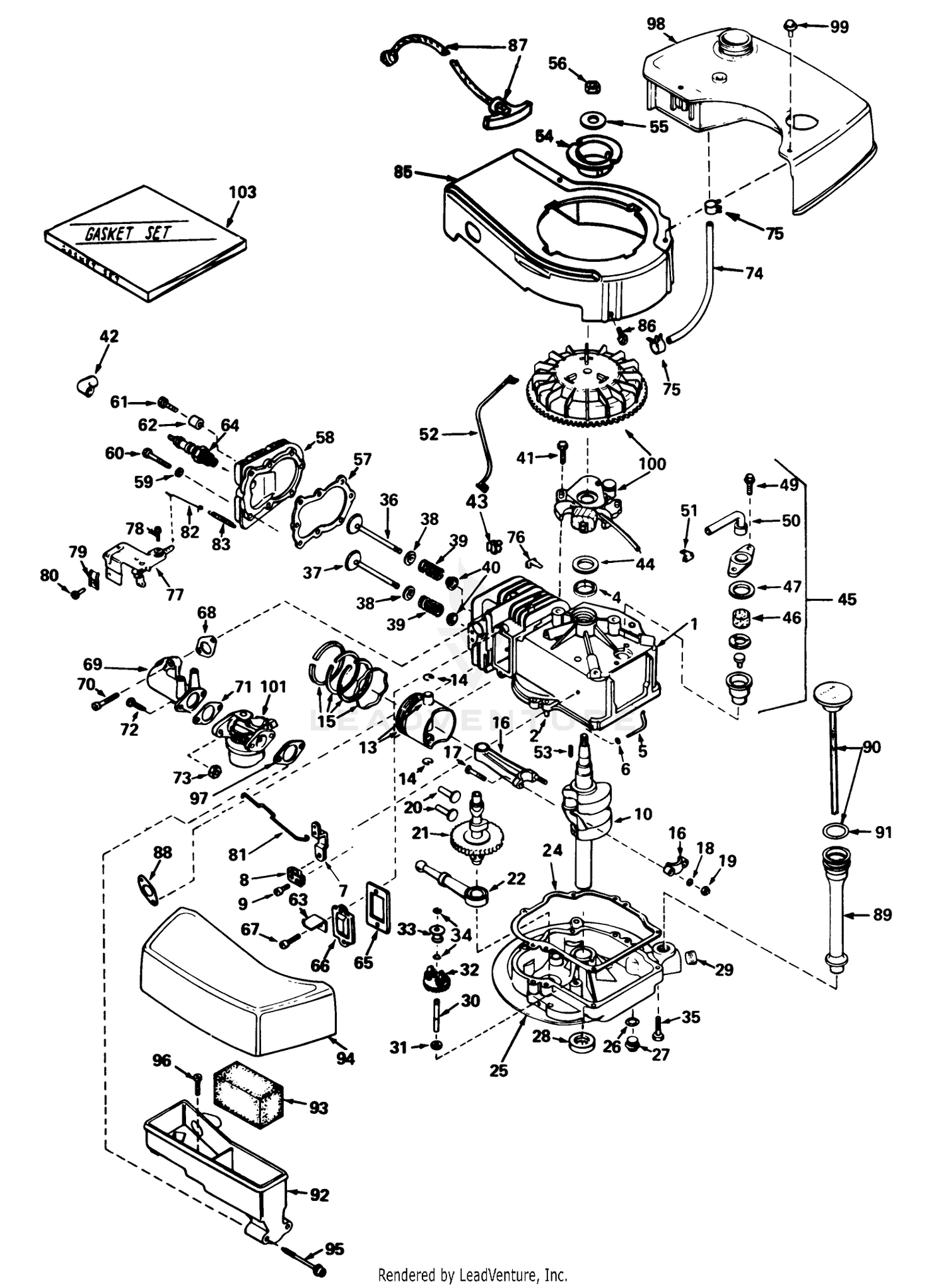 Engine Tecumseh Model No. Tnt 100-10056a (mower Model No. 21738)