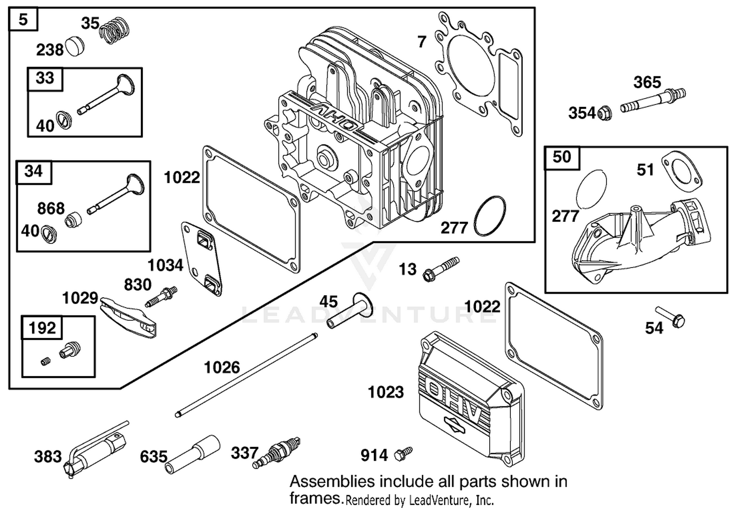Cylinder Head Assembly Briggs And Stratton Model 312777-0128-E1