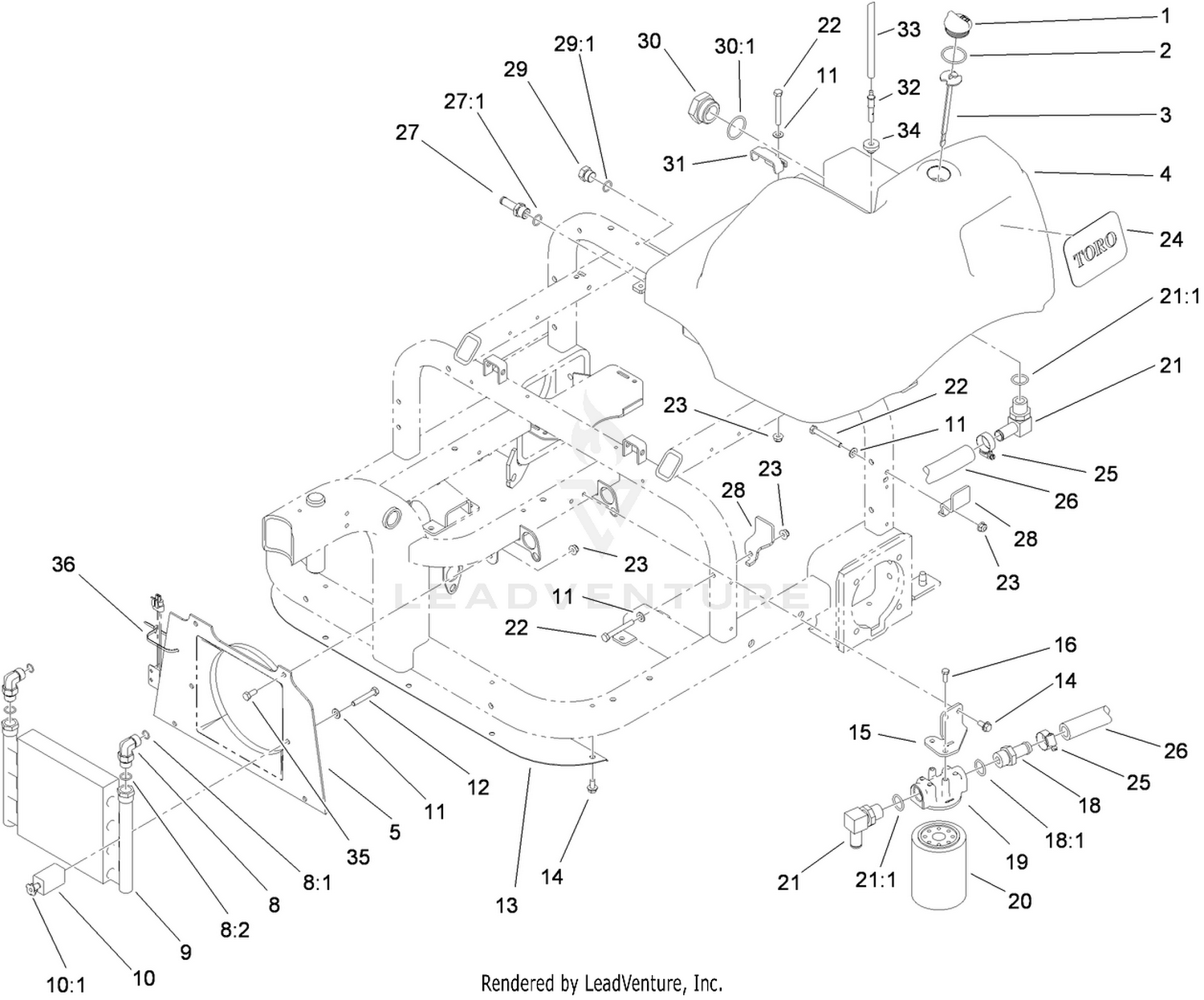 Hydraulic Tank, Filter and Cooler Assembly
