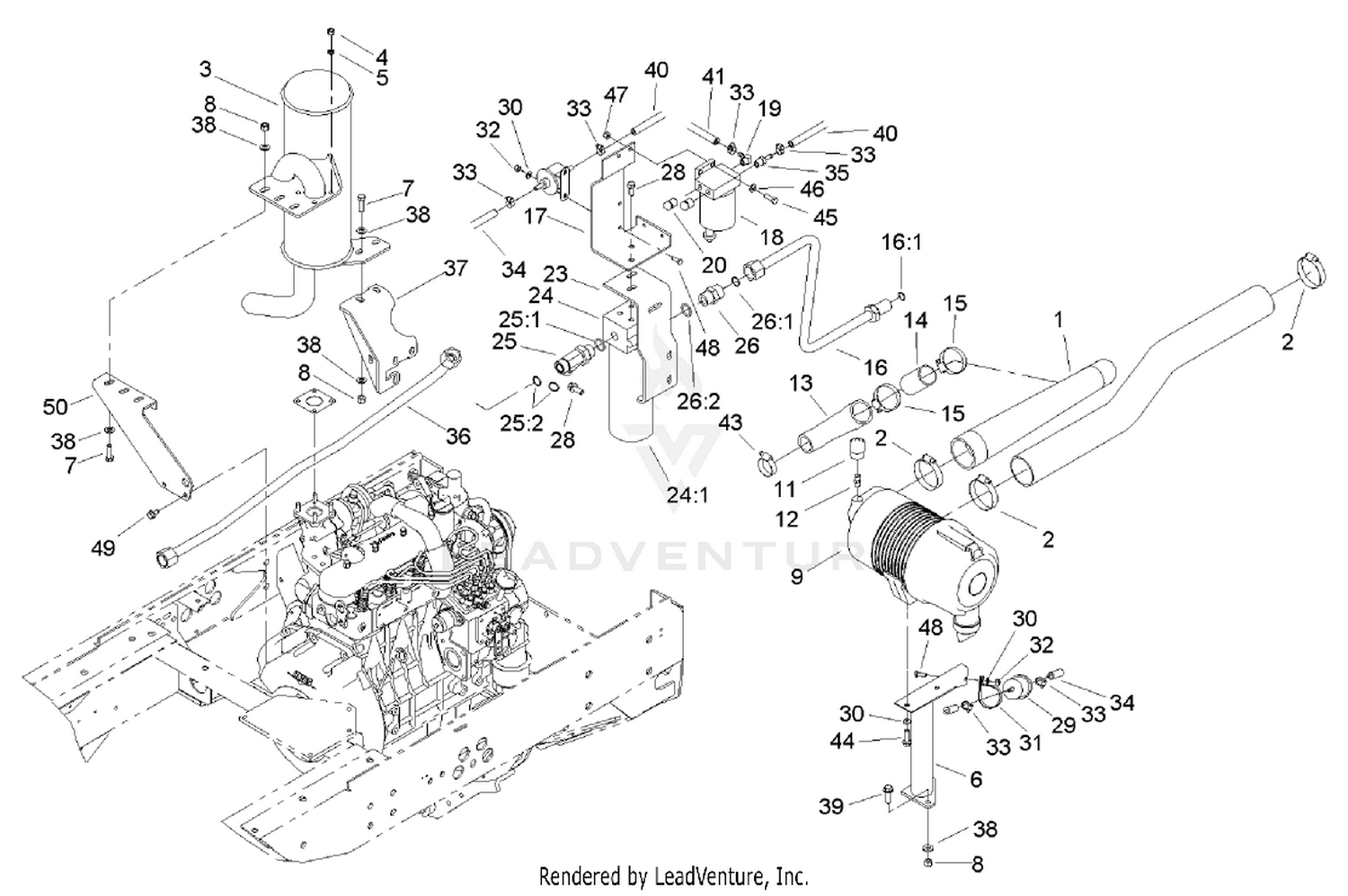 Hydraulic Filter, Filter Pump, Fuel Filter and Air Cleaner Assembly
