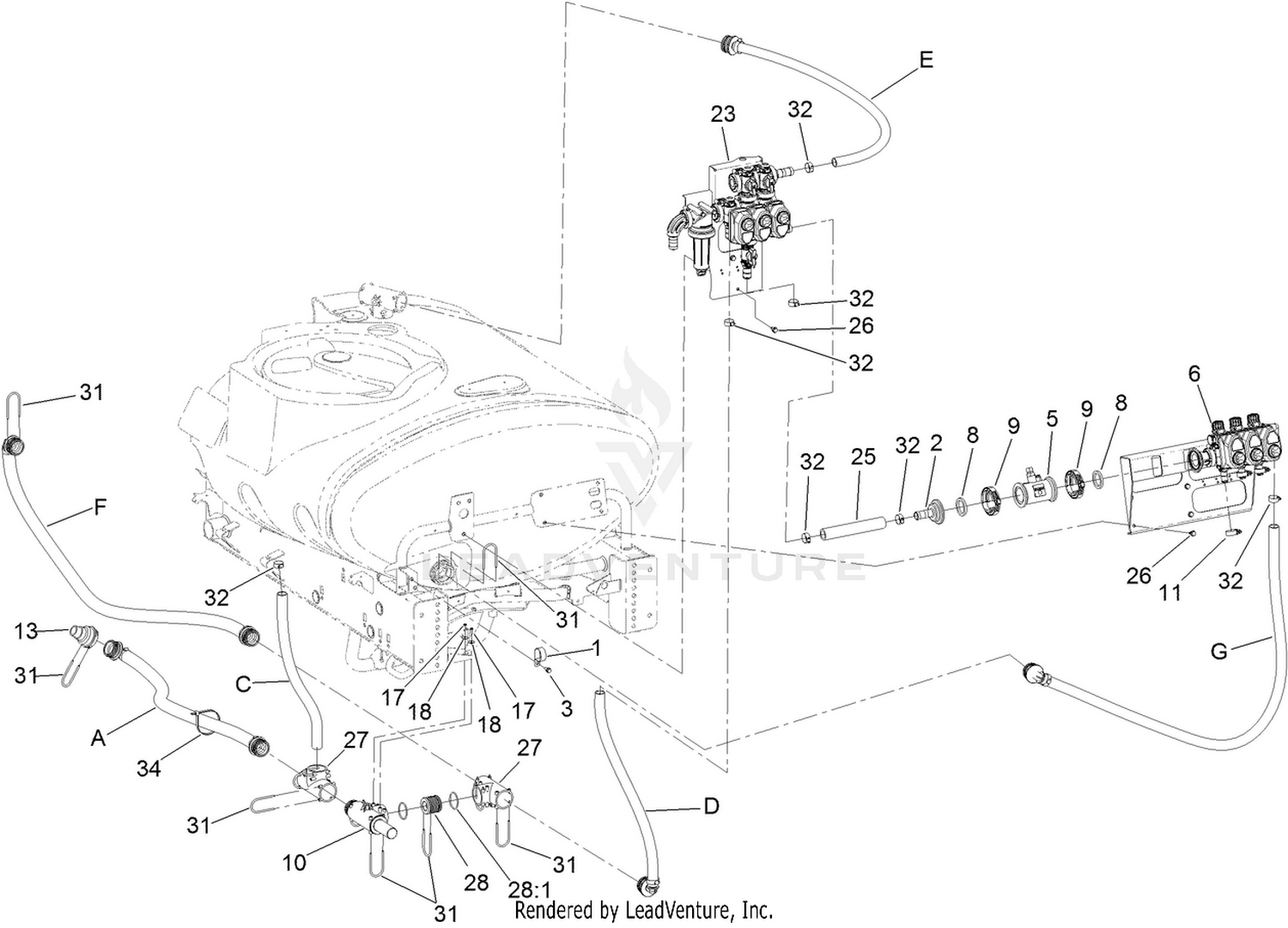 Spray Tank Hose and Valve Assembly
