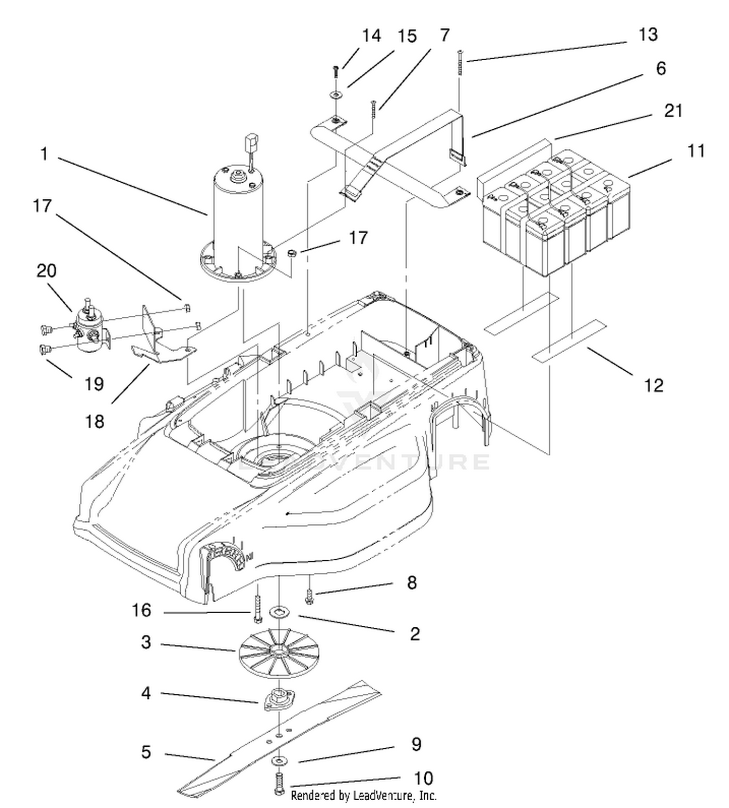 Motor, Batteries And Blade Assembly