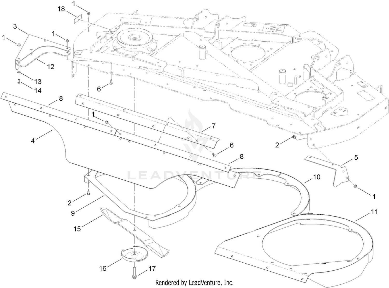 72 Inch Rear Deflector and Baffle Assembly