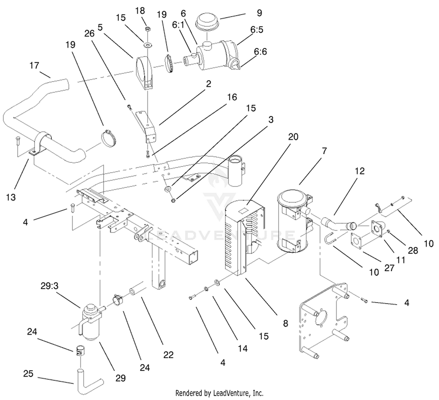 Air Cleaner, Fuel Filter  Exhaust Assembly