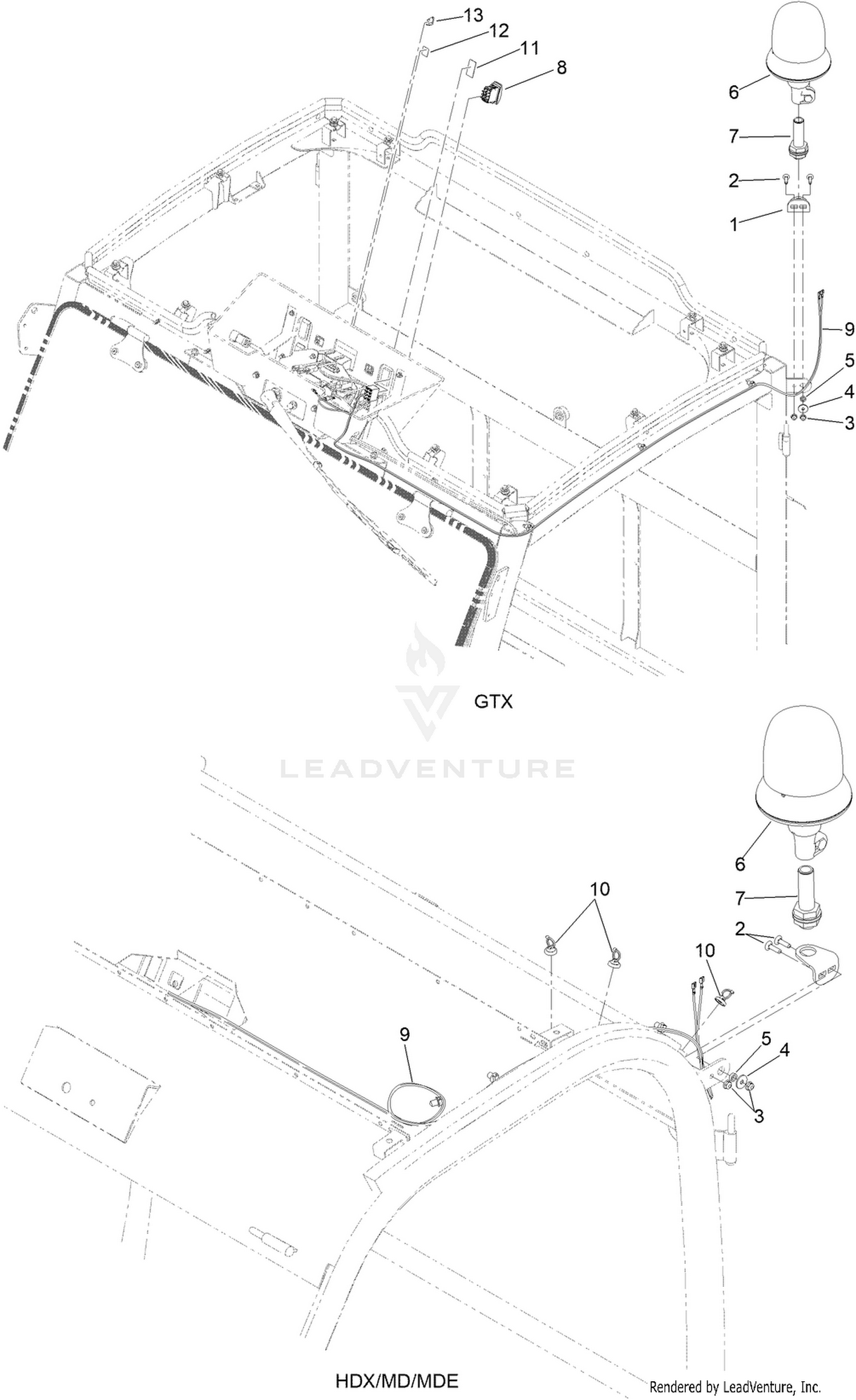 Beacon Mount and Wire Harness Assembly