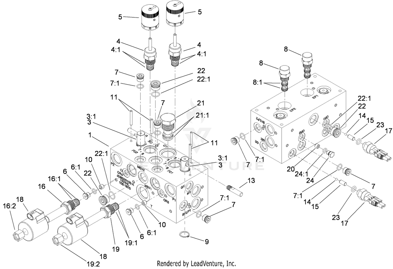 Hydraulic Manifold Block Assembly No. 108-1625