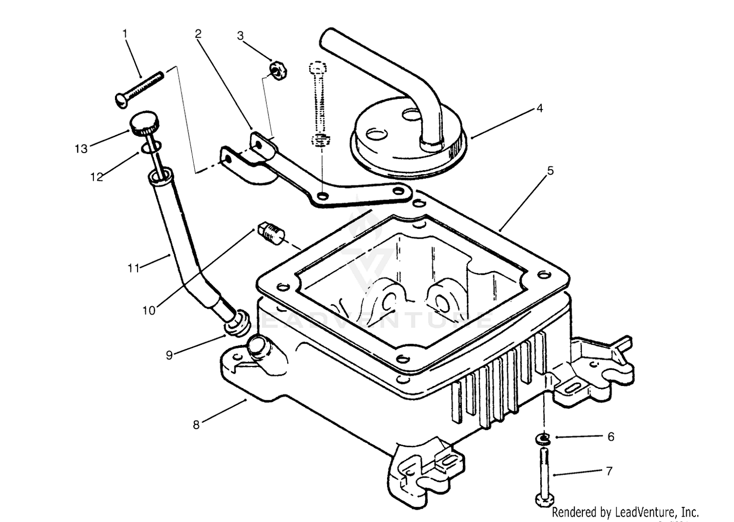 Oil Fill Tube, Bracket  Base