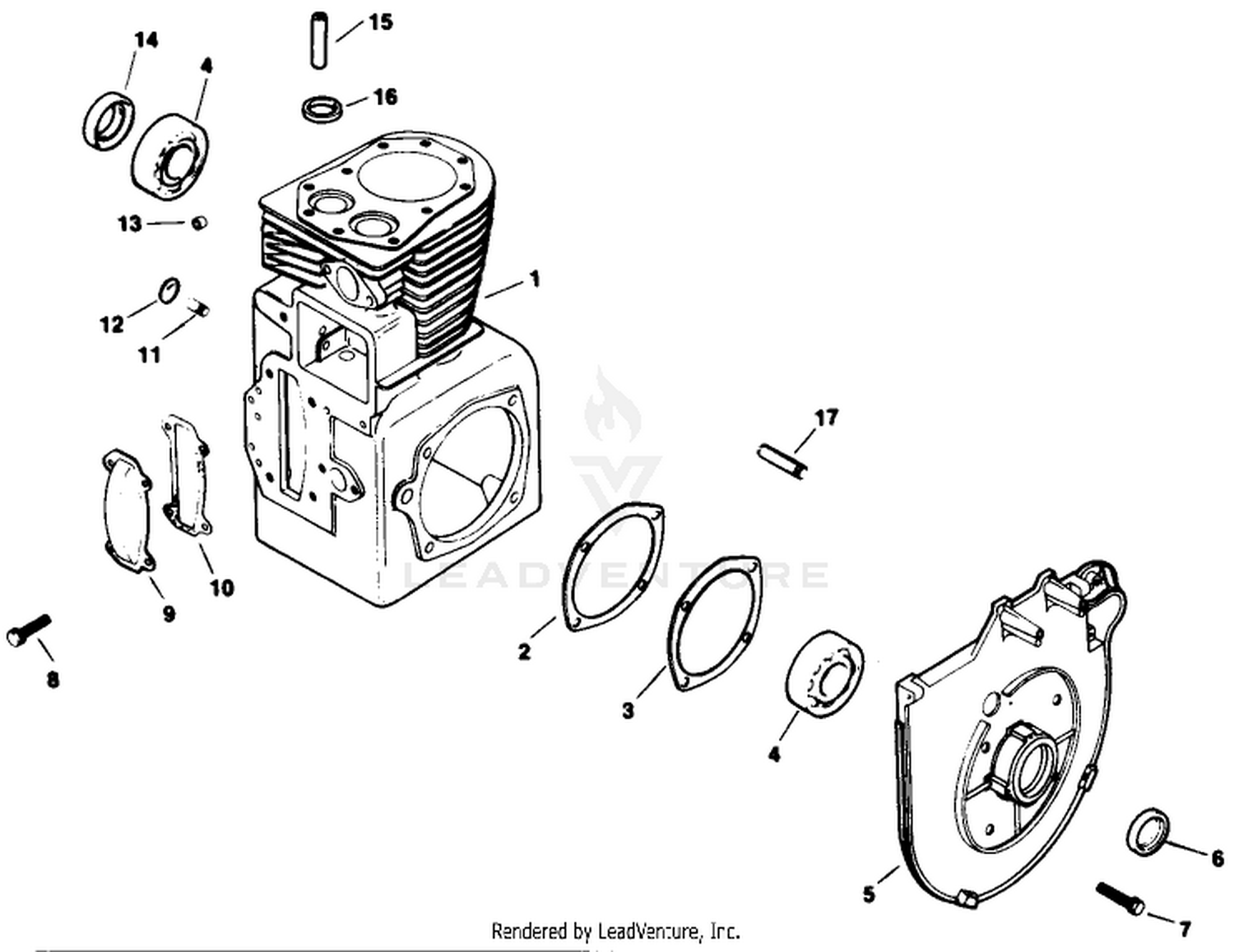 Crankcase-Engine Model No. M16 Spec. No. 711526