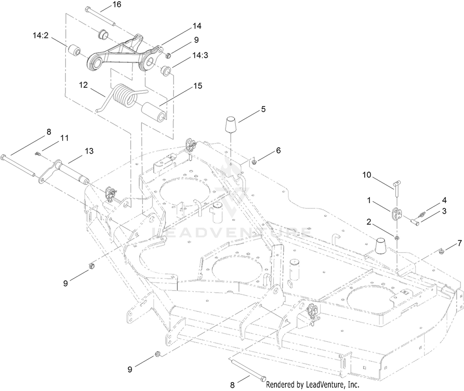 Deck Adjustment Link and Bumper Assembly