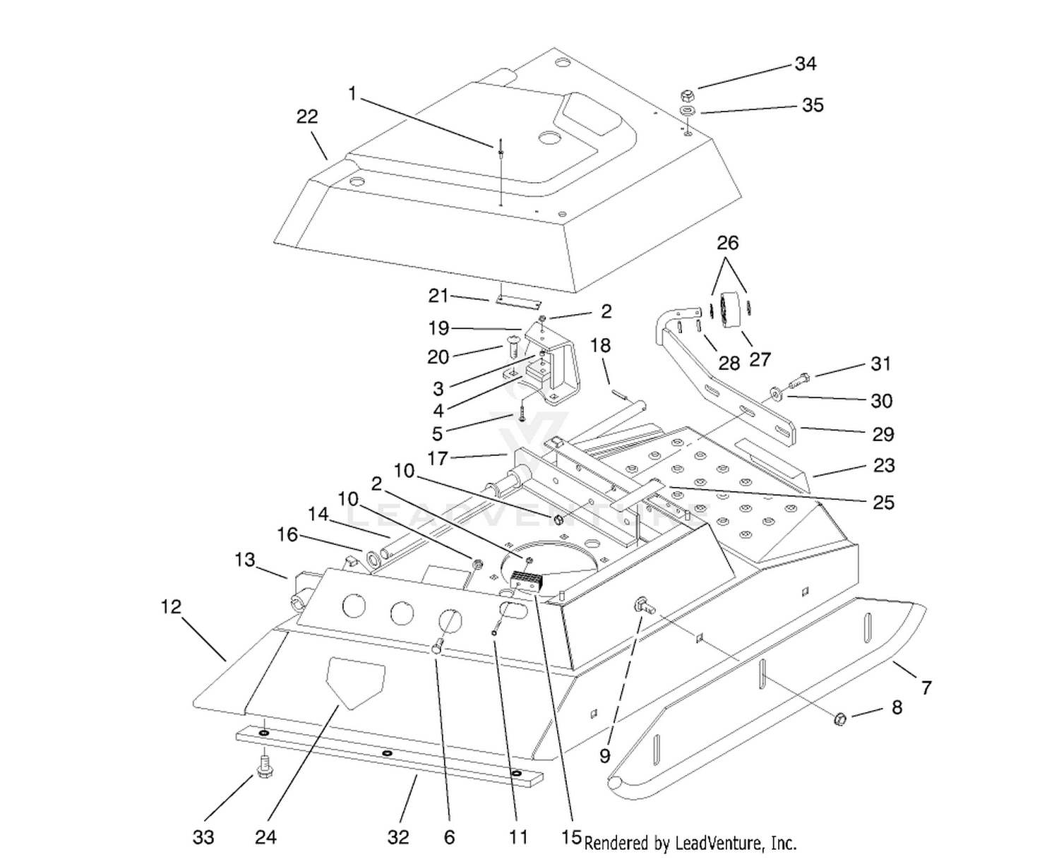 Center Deck Model No. 30592 Left Wing Assembly
