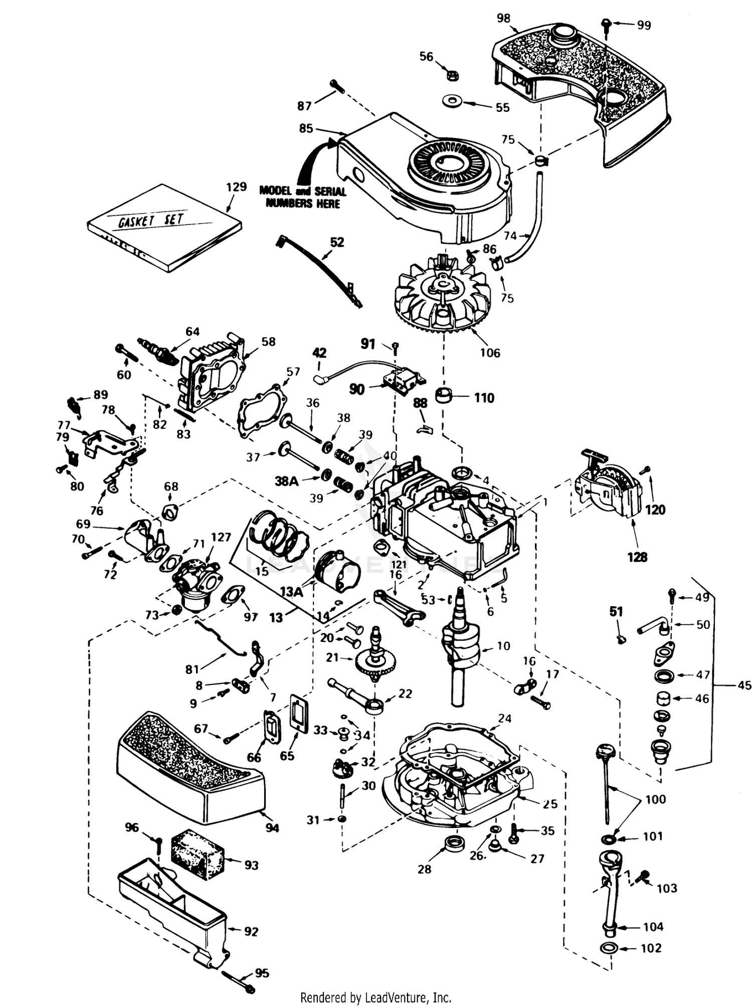 Engine Tecumseh Model No. Tnt 100-10100e