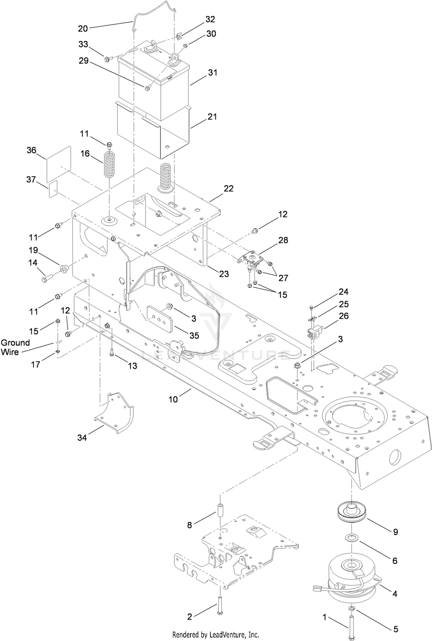 Frame, Battery and Electric PTO Assembly