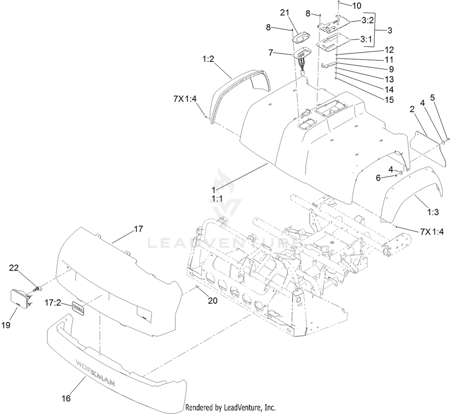 Bumper, Hood and Seat Base Assembly