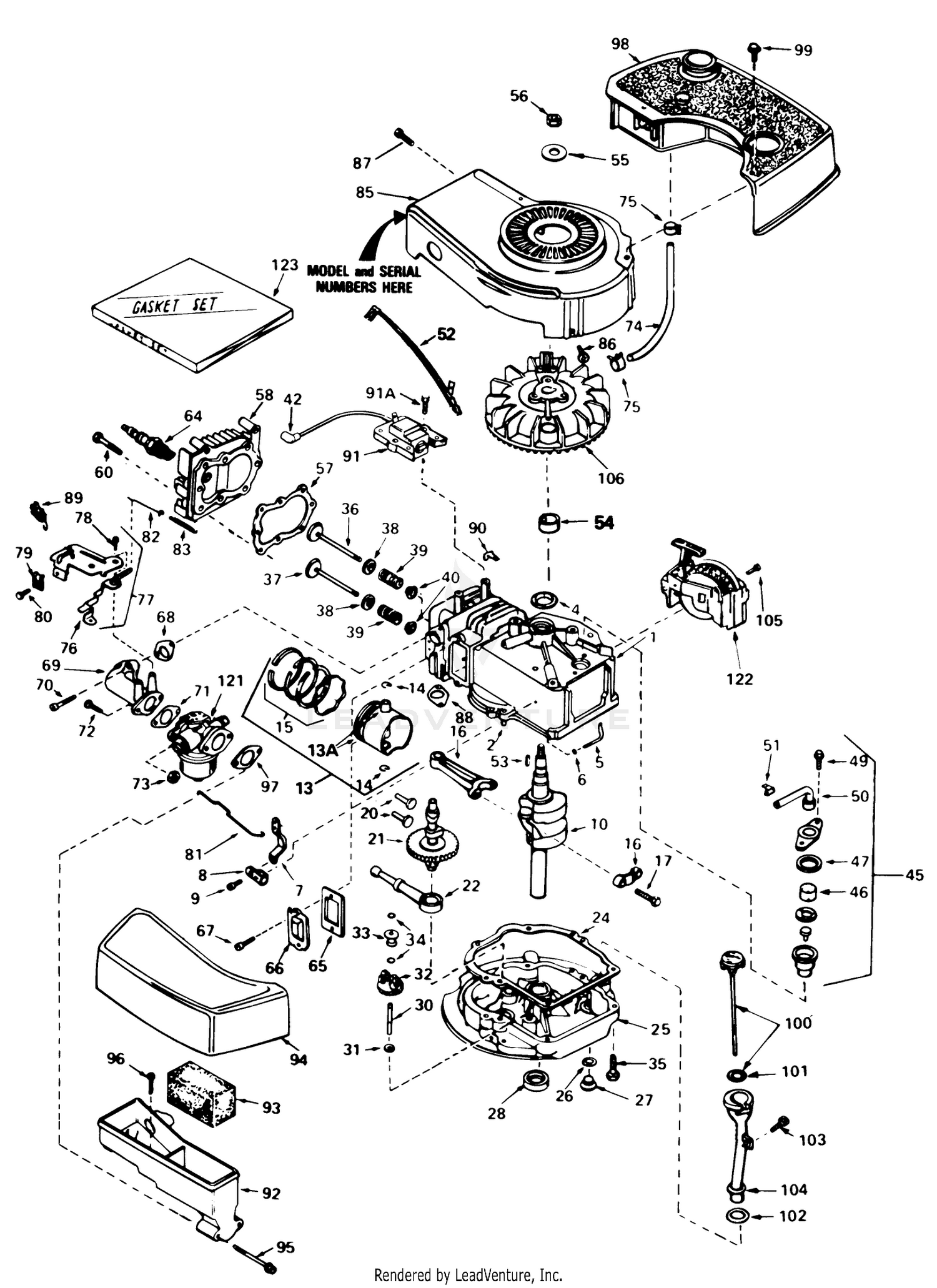 Engine Tecumseh Model No. Tnt 100-10077e