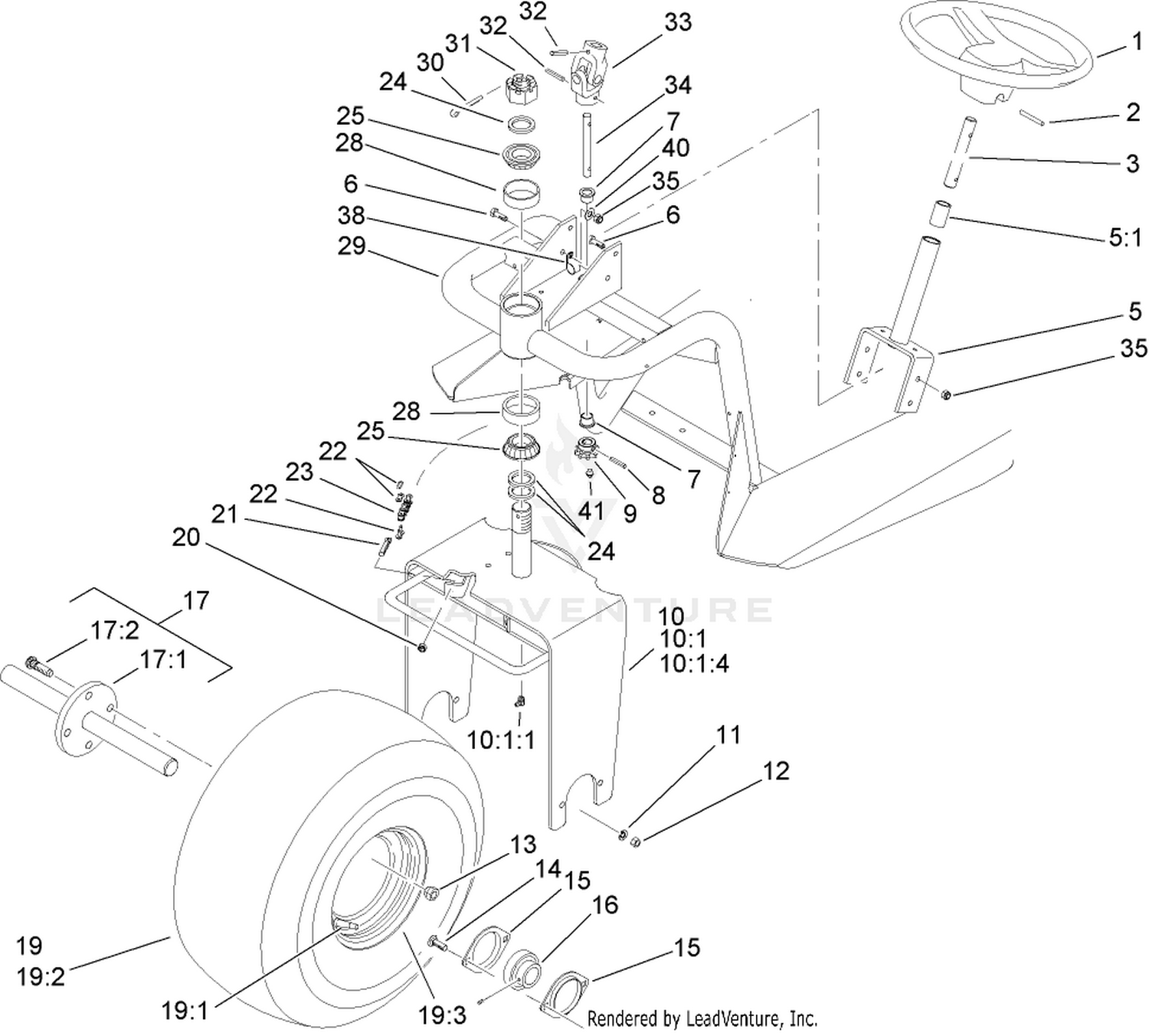 Front Wheel and Steering Assembly