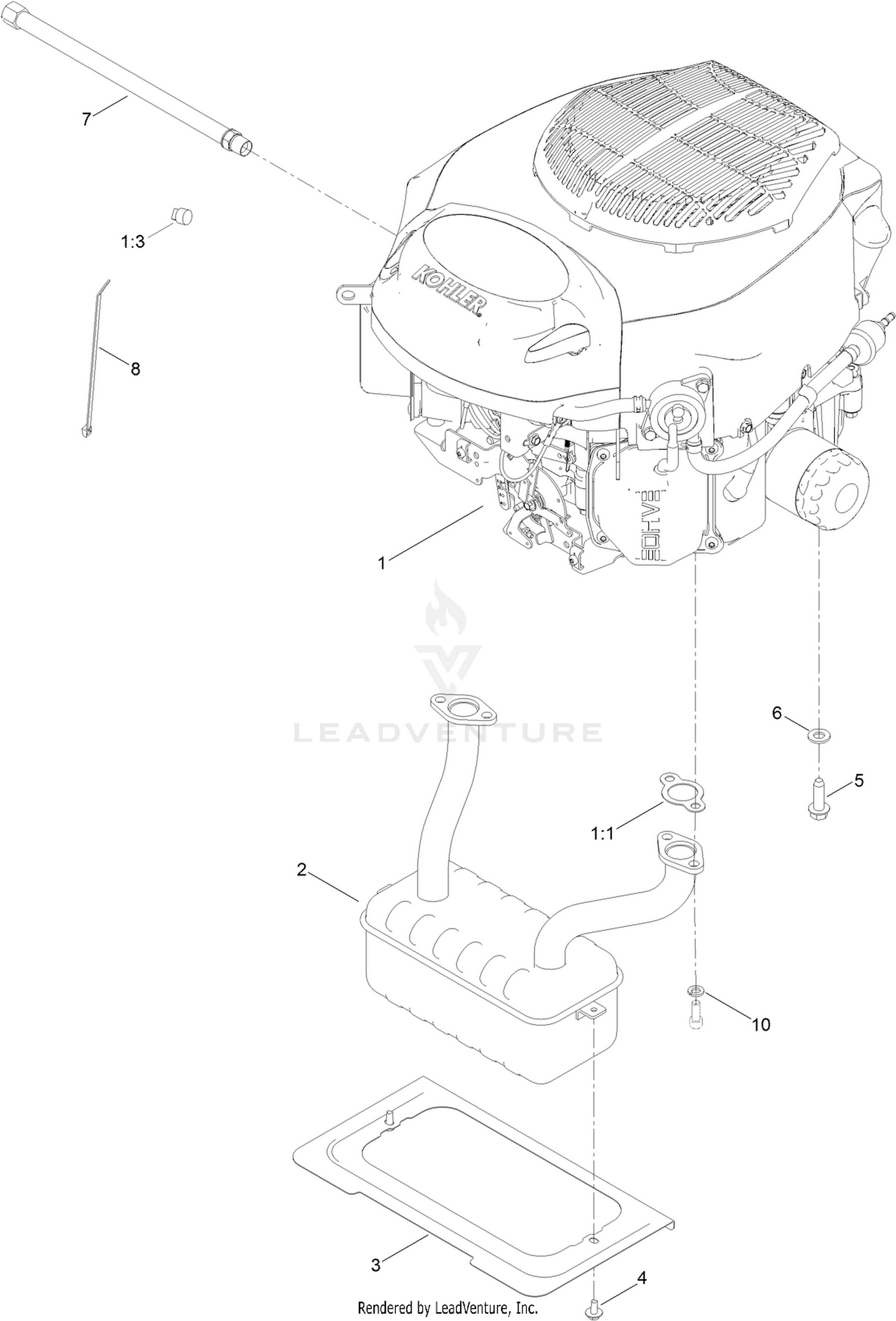 Engine and Muffler Assembly