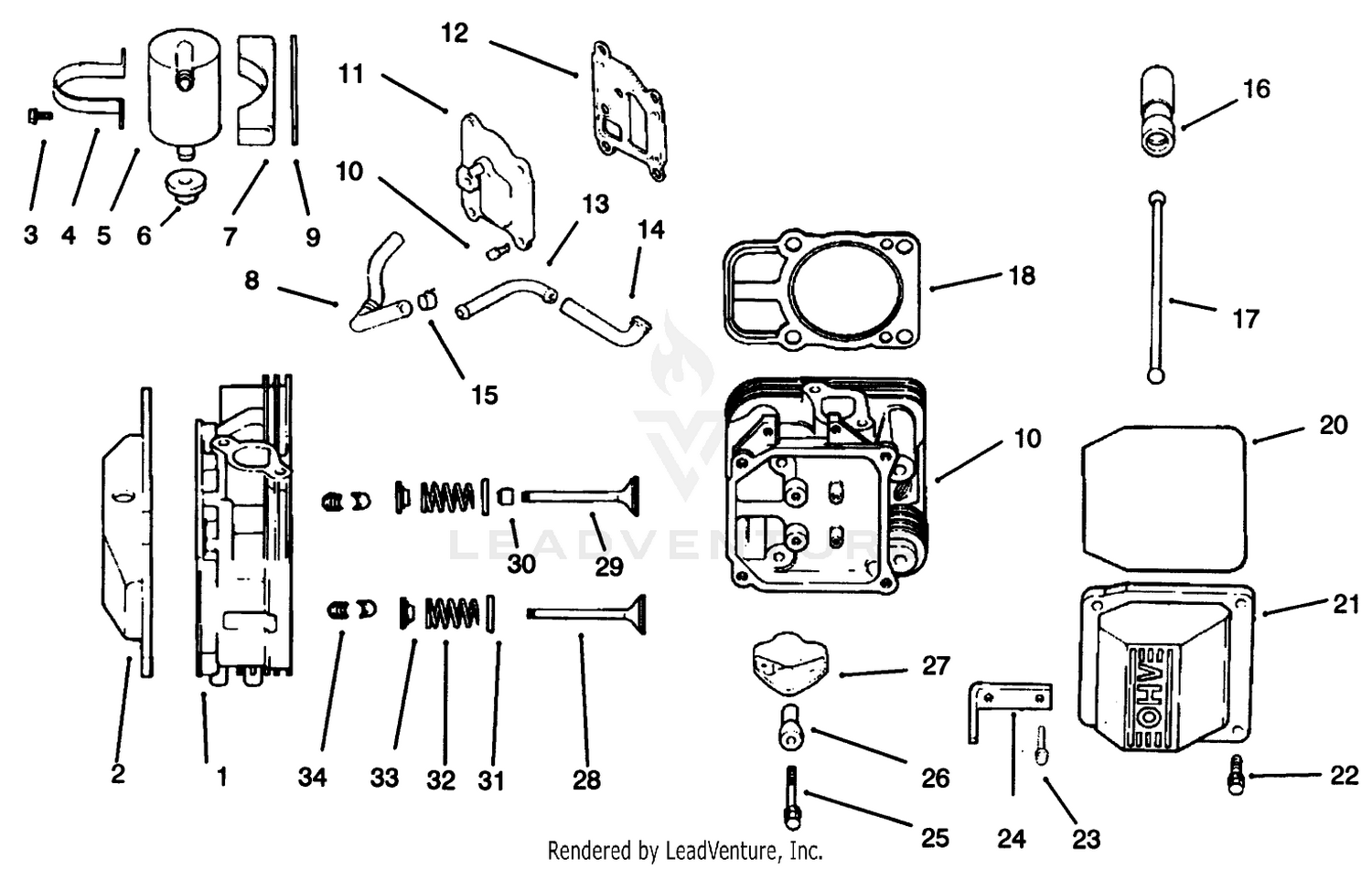 Head/valve/breather