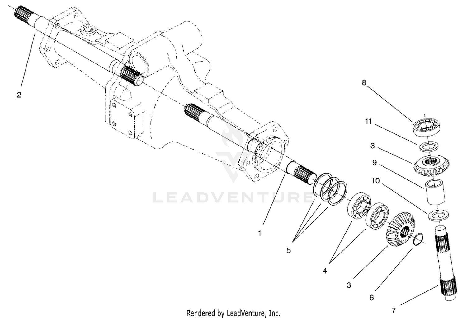 Rear Axle Assembly No. 98-3925 (continued) Bevel Gear Shaft Assembly