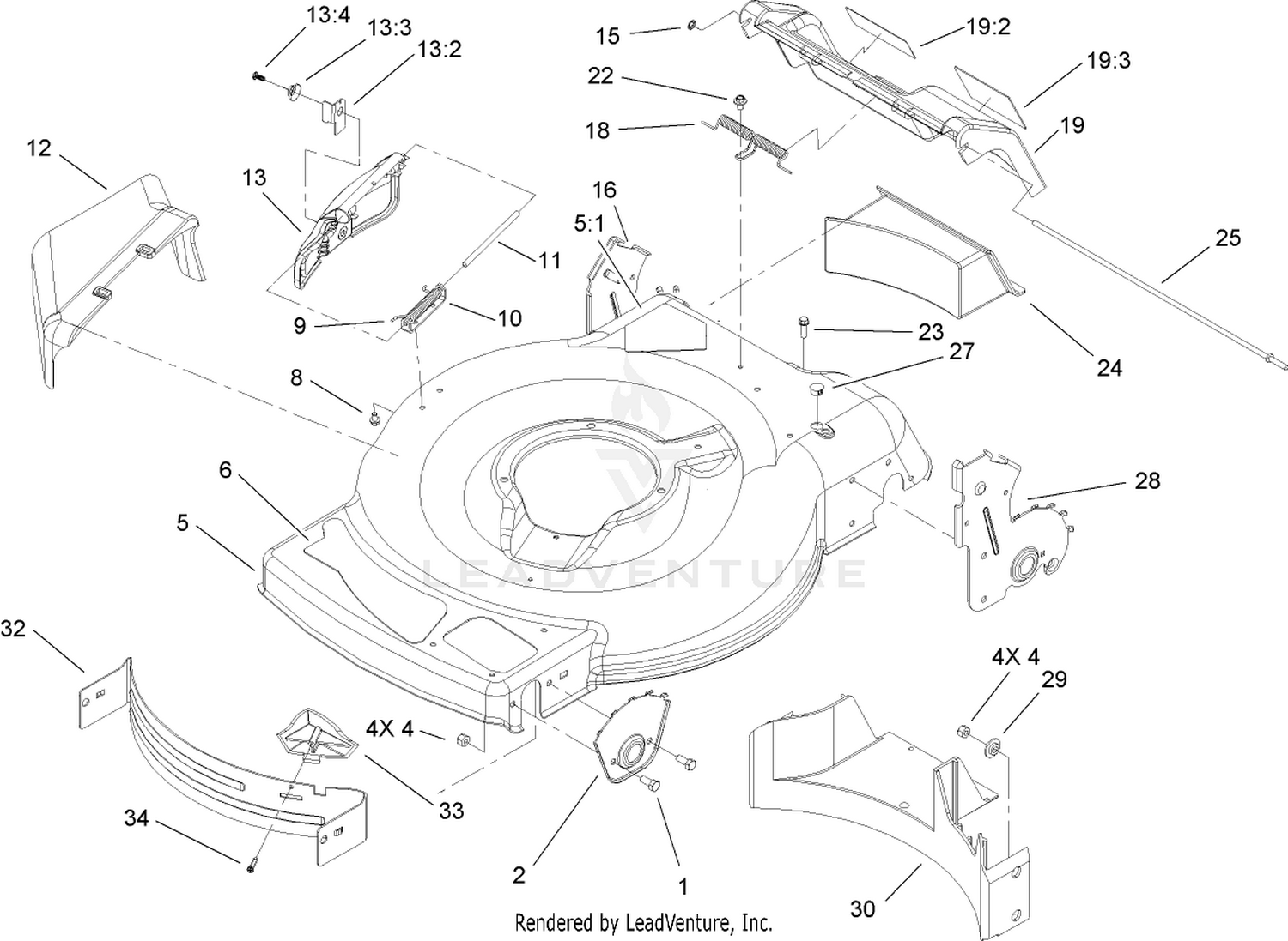 Housing, Side Chute and Rear DoorAssembly