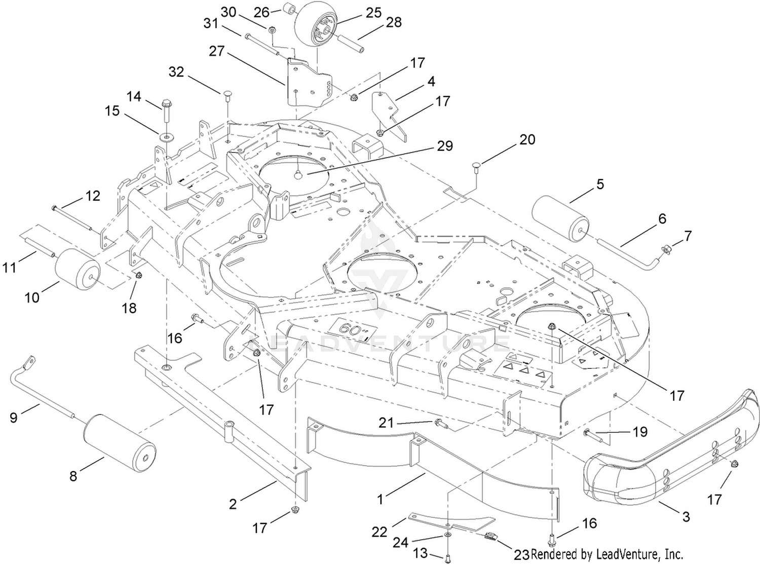 Deck Baffle and Roller Assembly