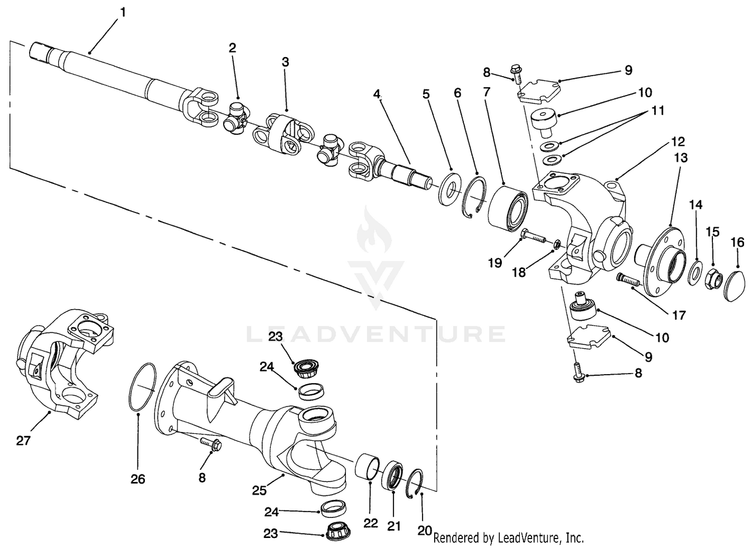4wd Axle-Universal Joint and Kingpin Assembly