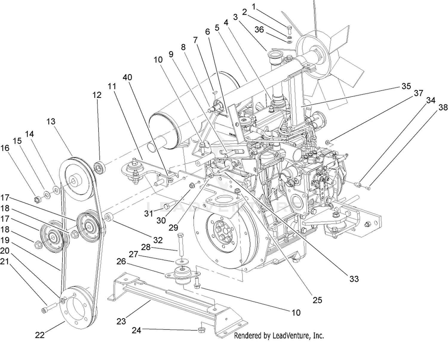 Engine Pulley System Assembly