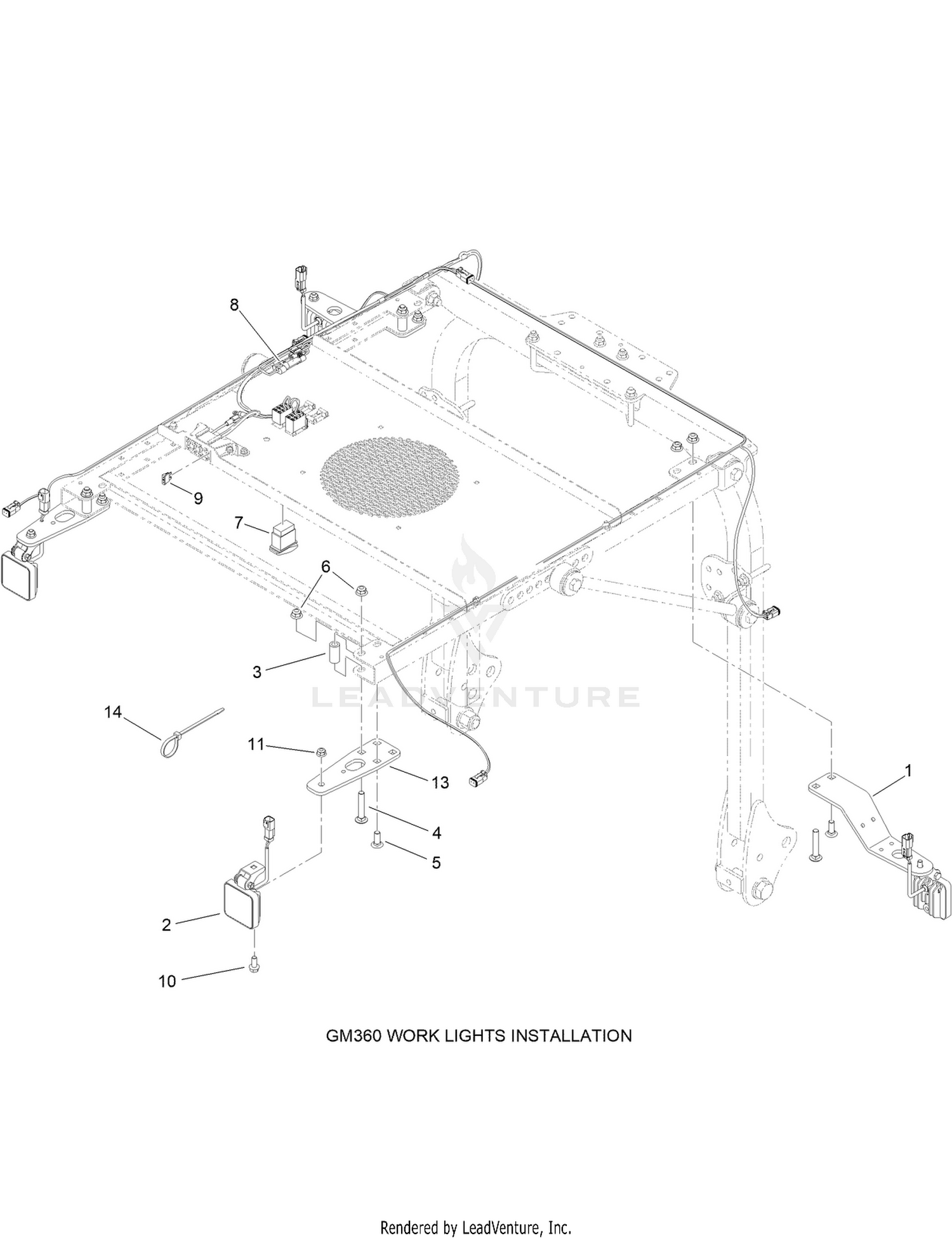 Sunshade Work Light Assembly No. 140-1554  Groundsmaster 360 Installation