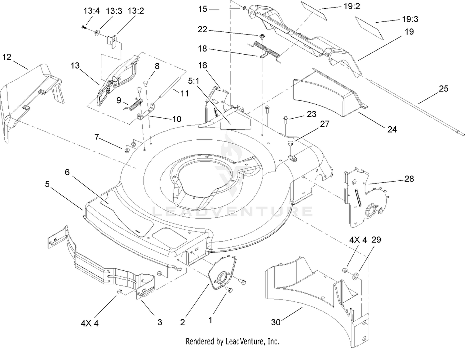 Deck, Side Chute and Rear Door Assembly