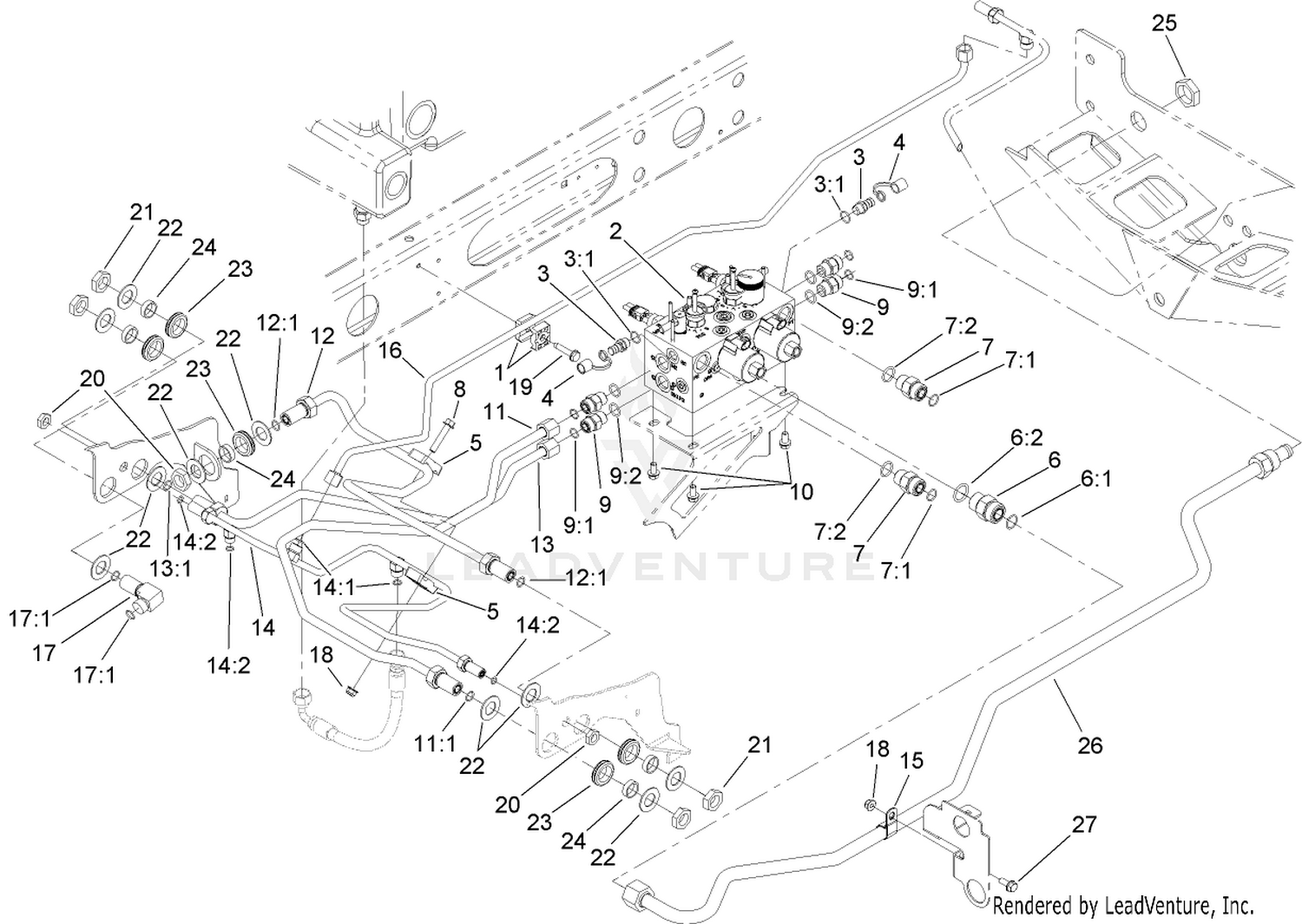 Reel Control Block Hydraulic Plumbing Assembly