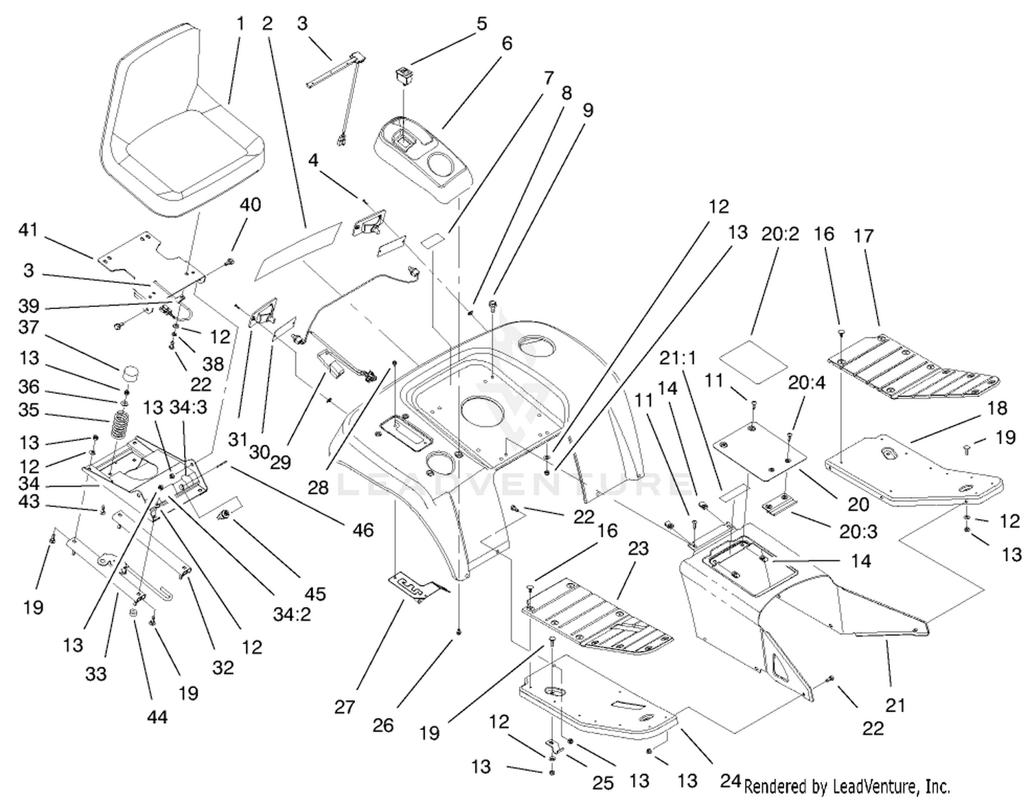 Fender, Footrest,  Seat Assembly