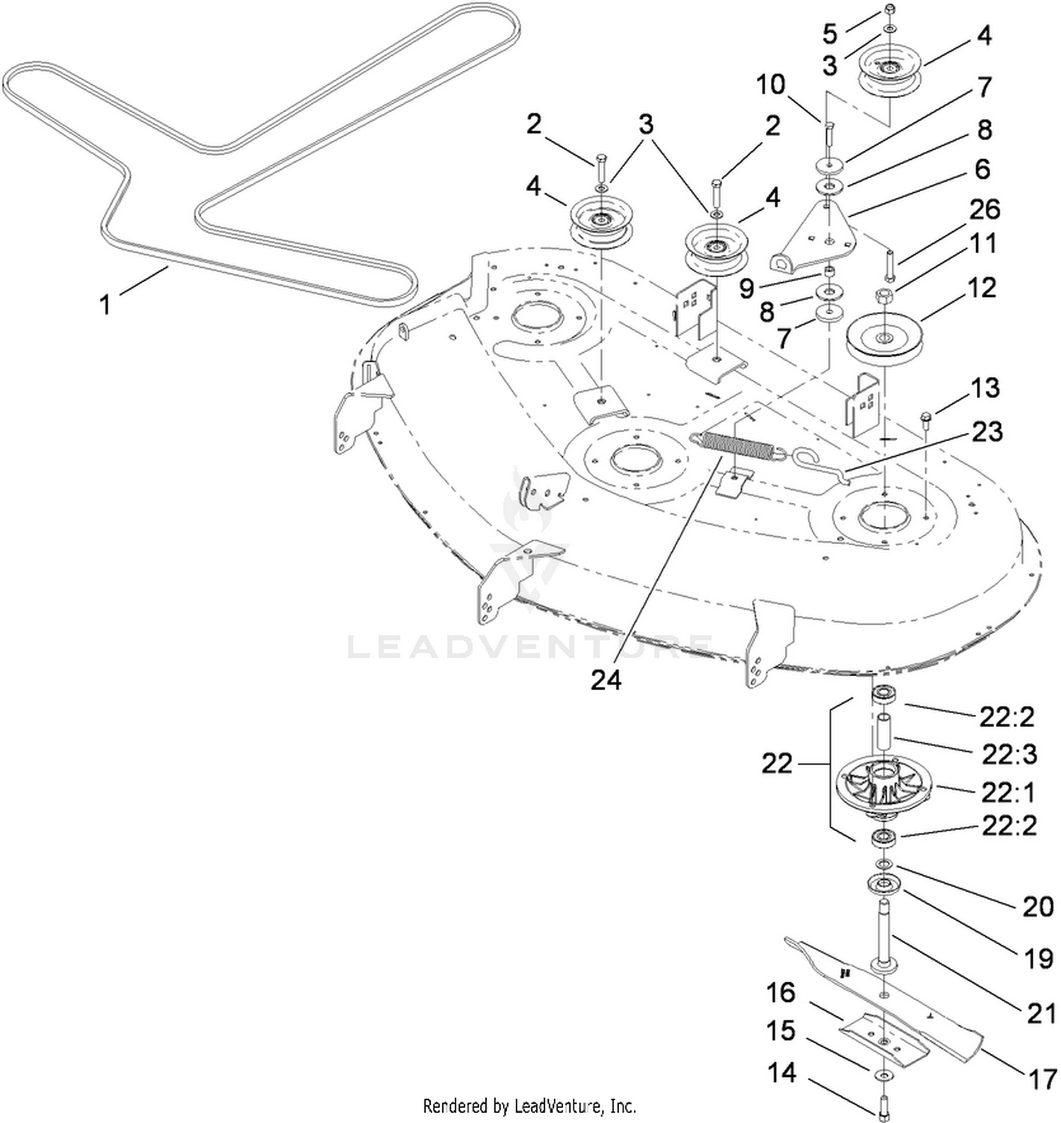 50 Inch Deck Spindle and Blade Assembly