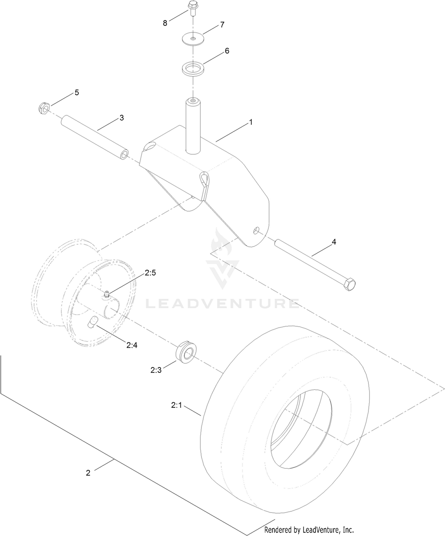 Caster, Wheel and Tire Assembly
