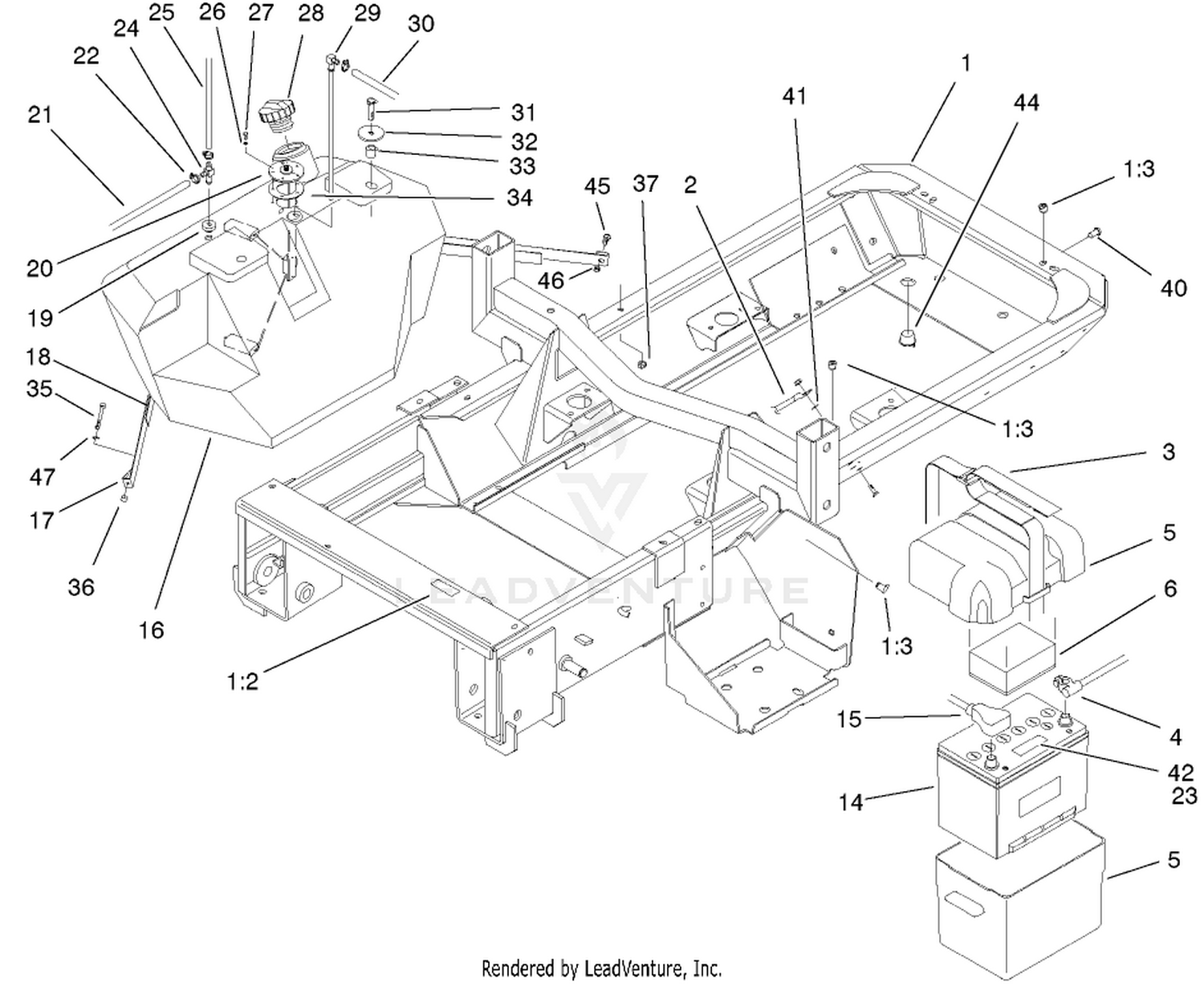 Frame, Fuel Tank And Battery Assembly