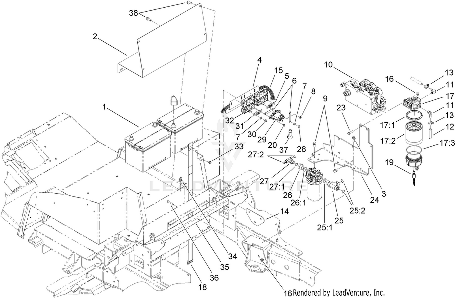 Battery and Lift Manifold Assembly