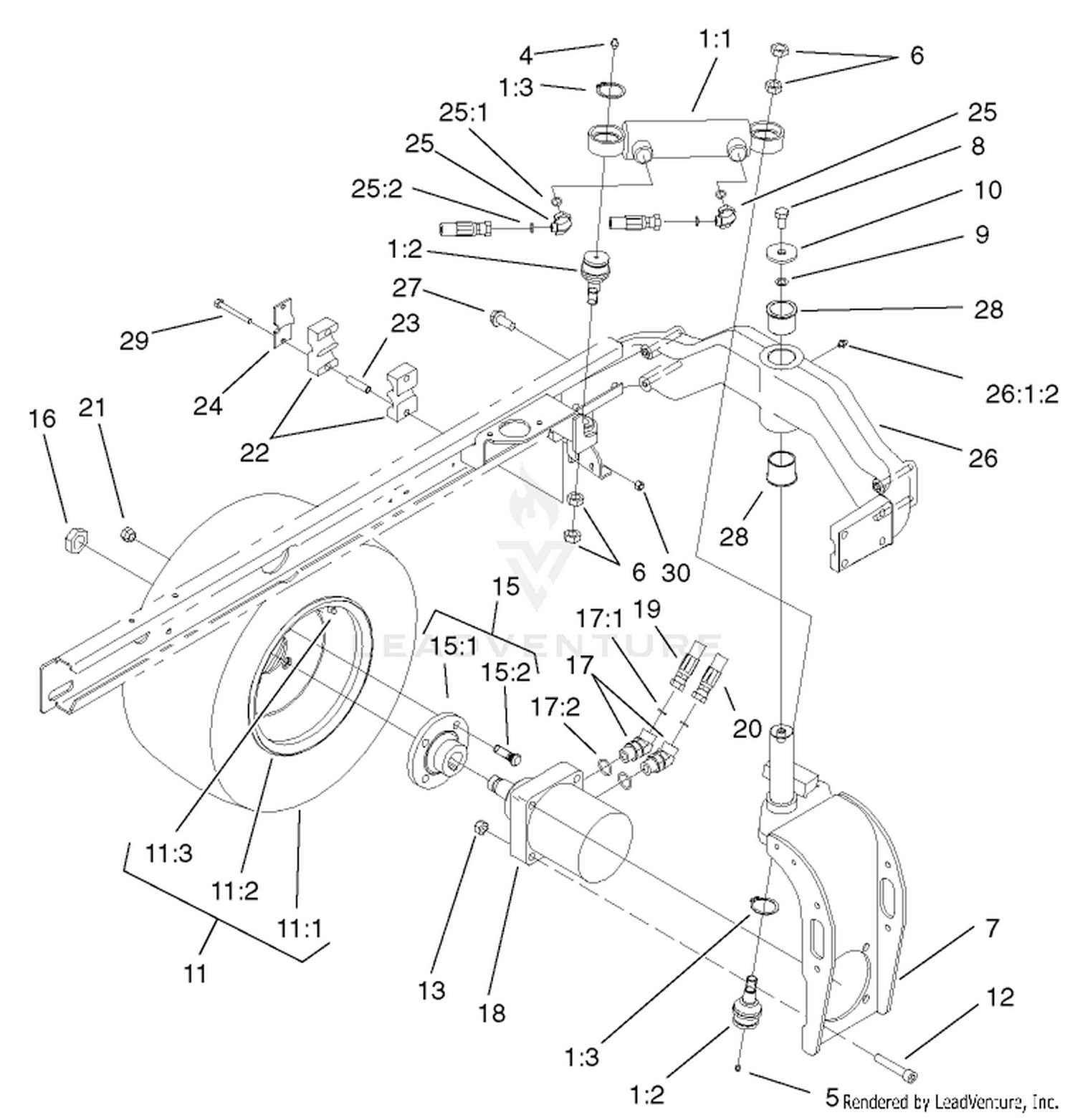 Rear Fork and Tire Assembly