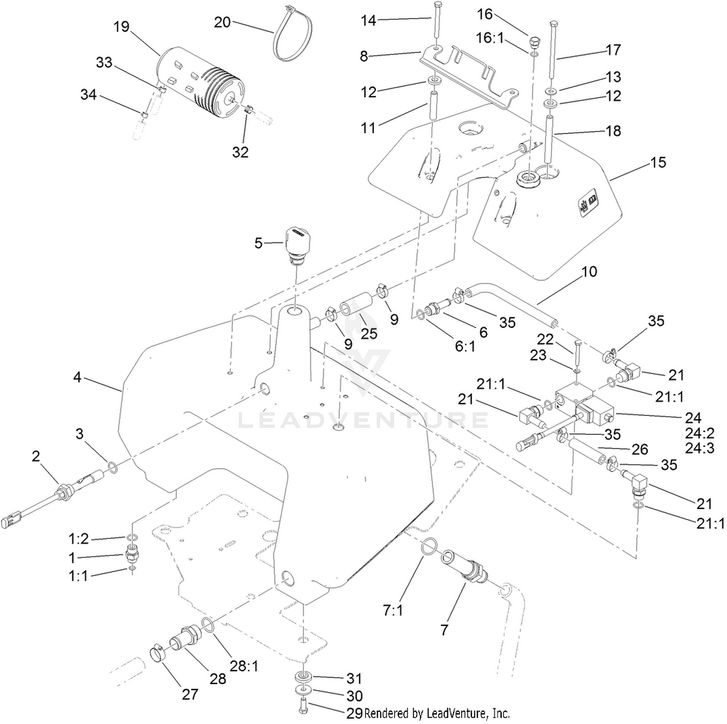 Hydraulic Reservoir and Leak Detector Assembly