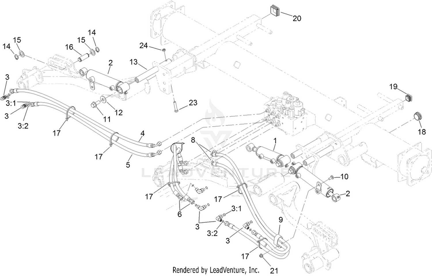Front Lift Cylinder and Plumbing Assembly
